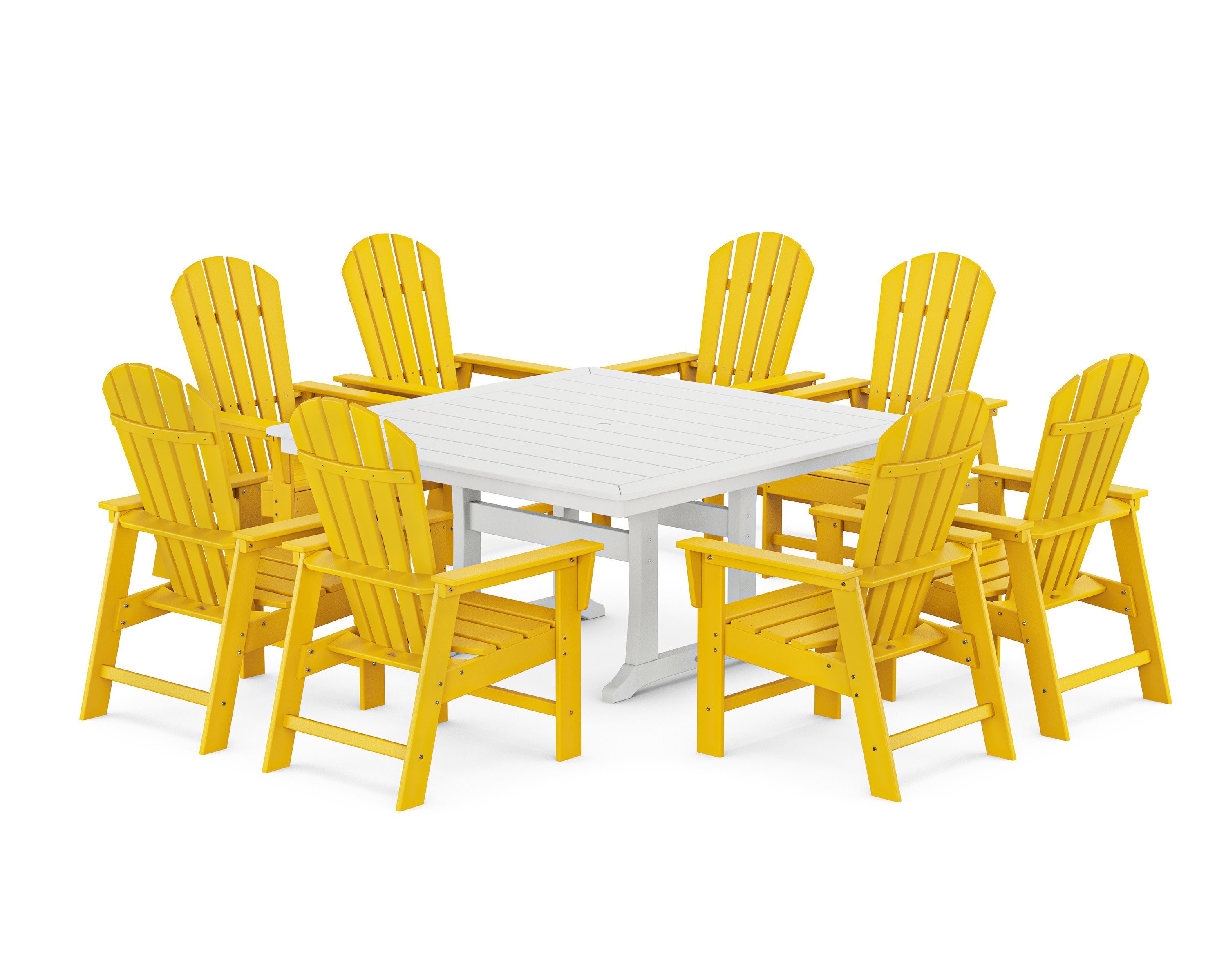 South Beach 9-Piece Square Dining Set with Trestle Legs in Lemon / White
