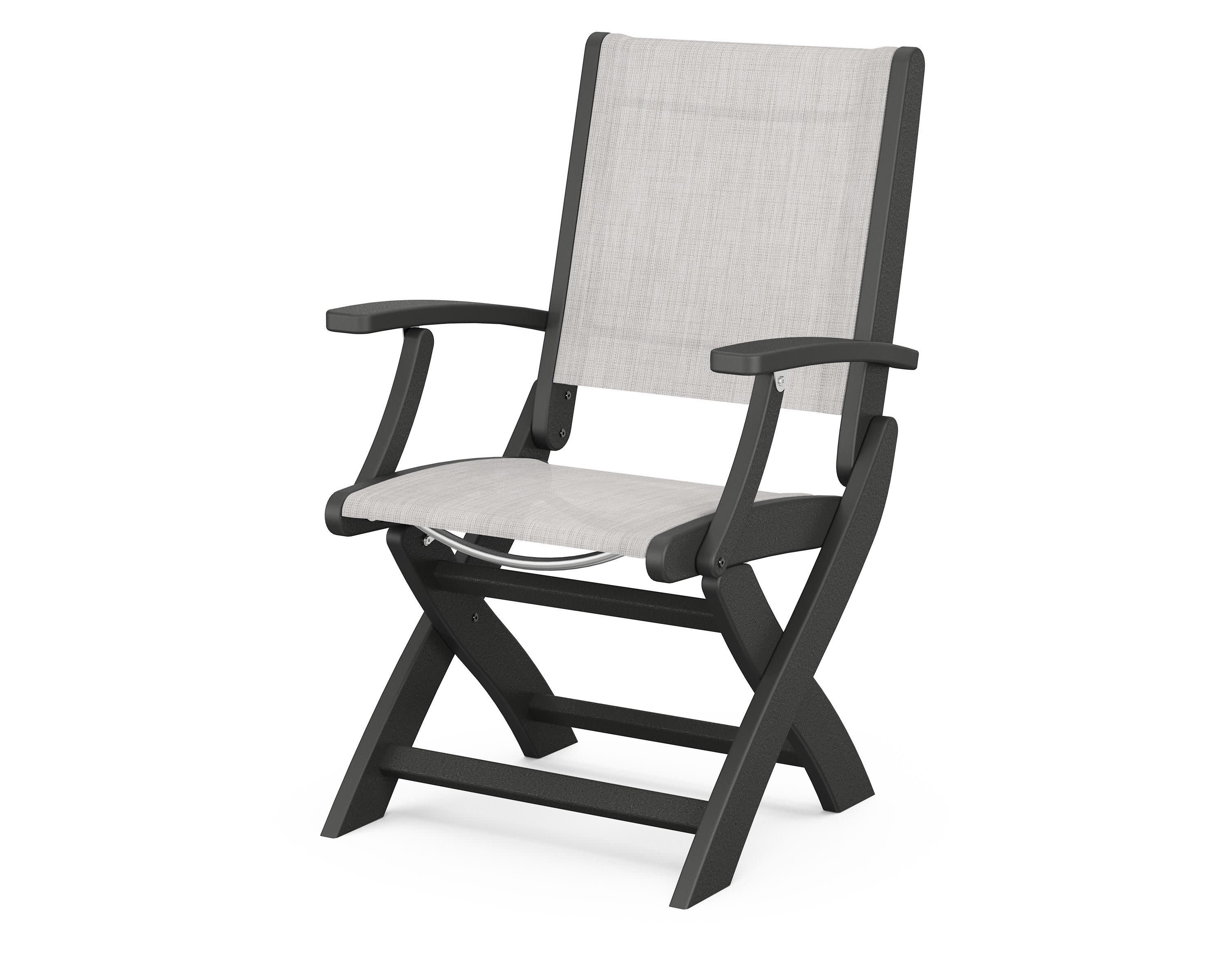 Coastal Folding Chair in Black / Parchment Sling