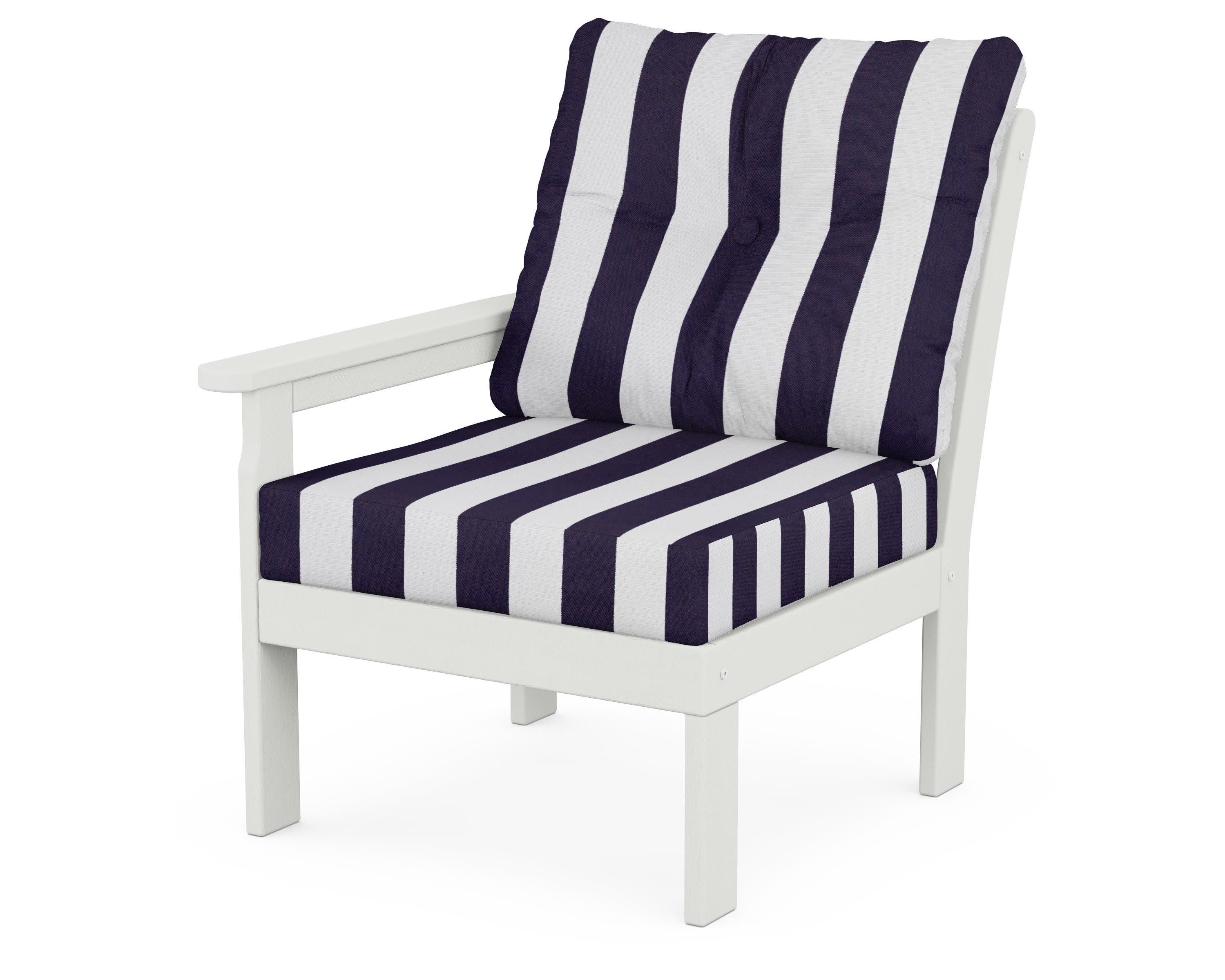 Vineyard Modular Left Arm Chair in Vintage White / Cabana Stripe Navy