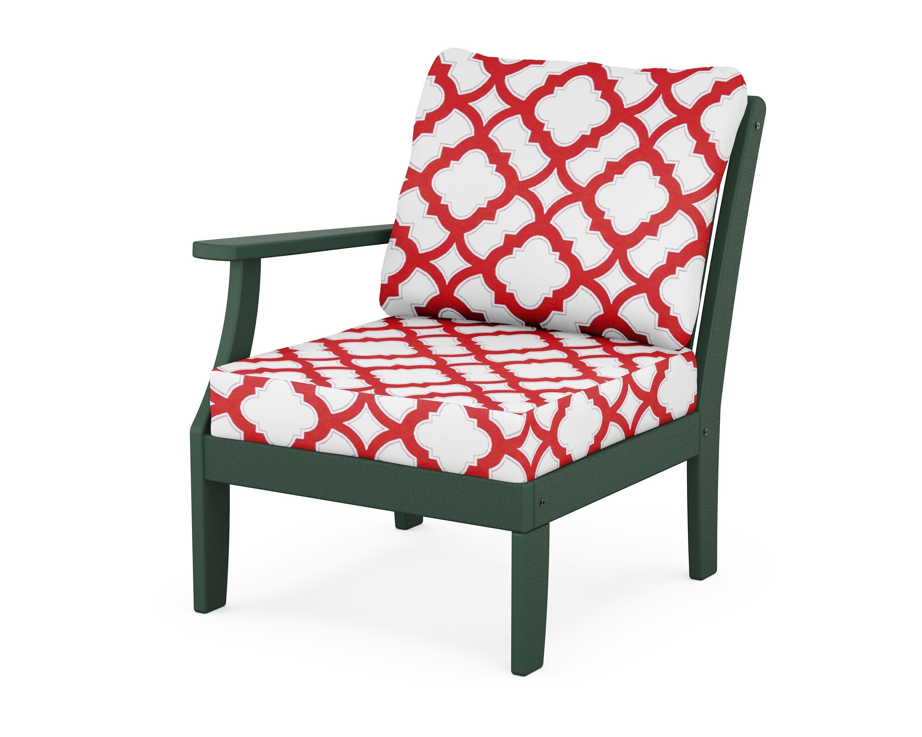 Braxton Modular Left Arm Chair in Green / Trellis Crimson