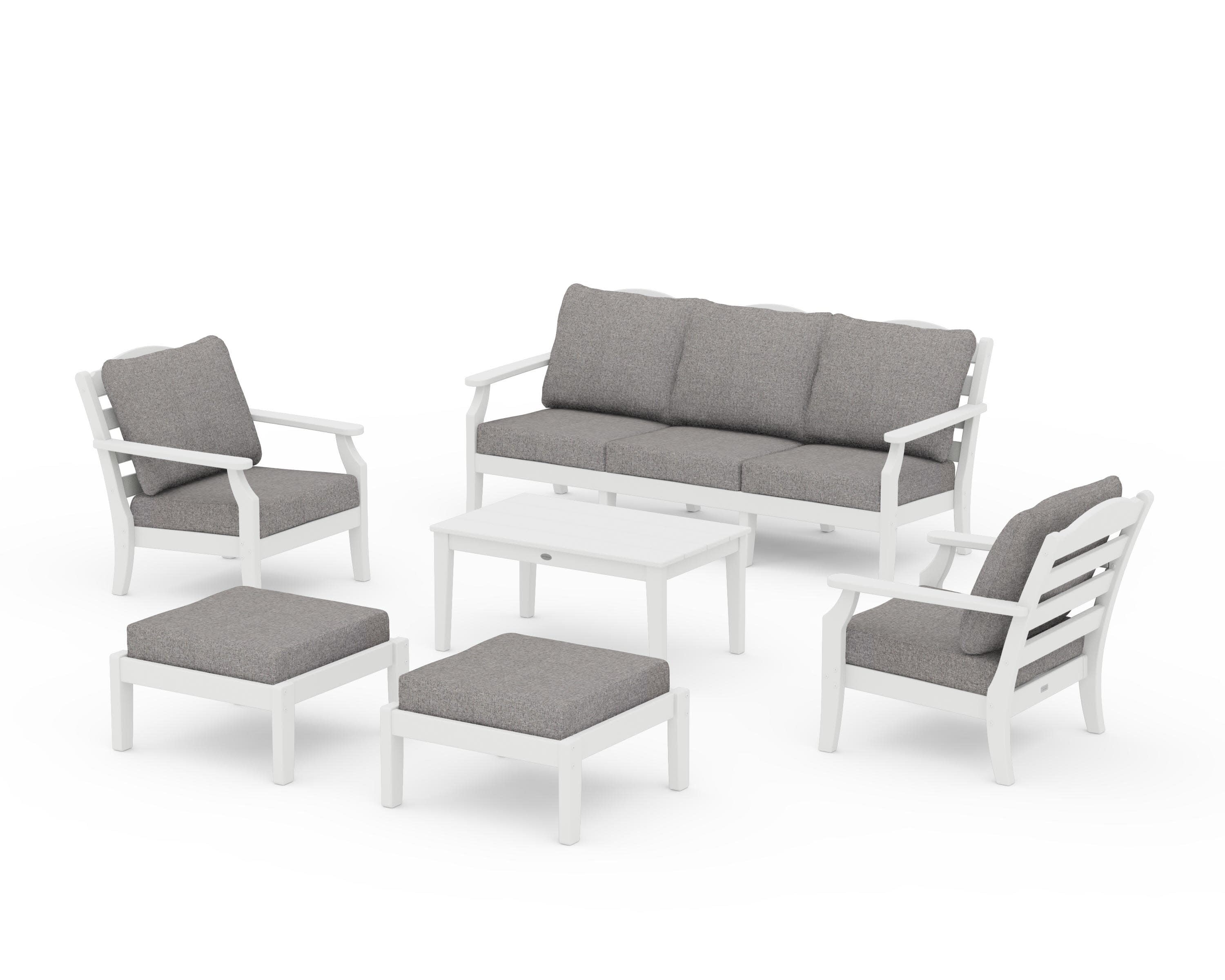 Savannah 6-Piece Lounge Sofa Set in Vintage White / Grey Mist