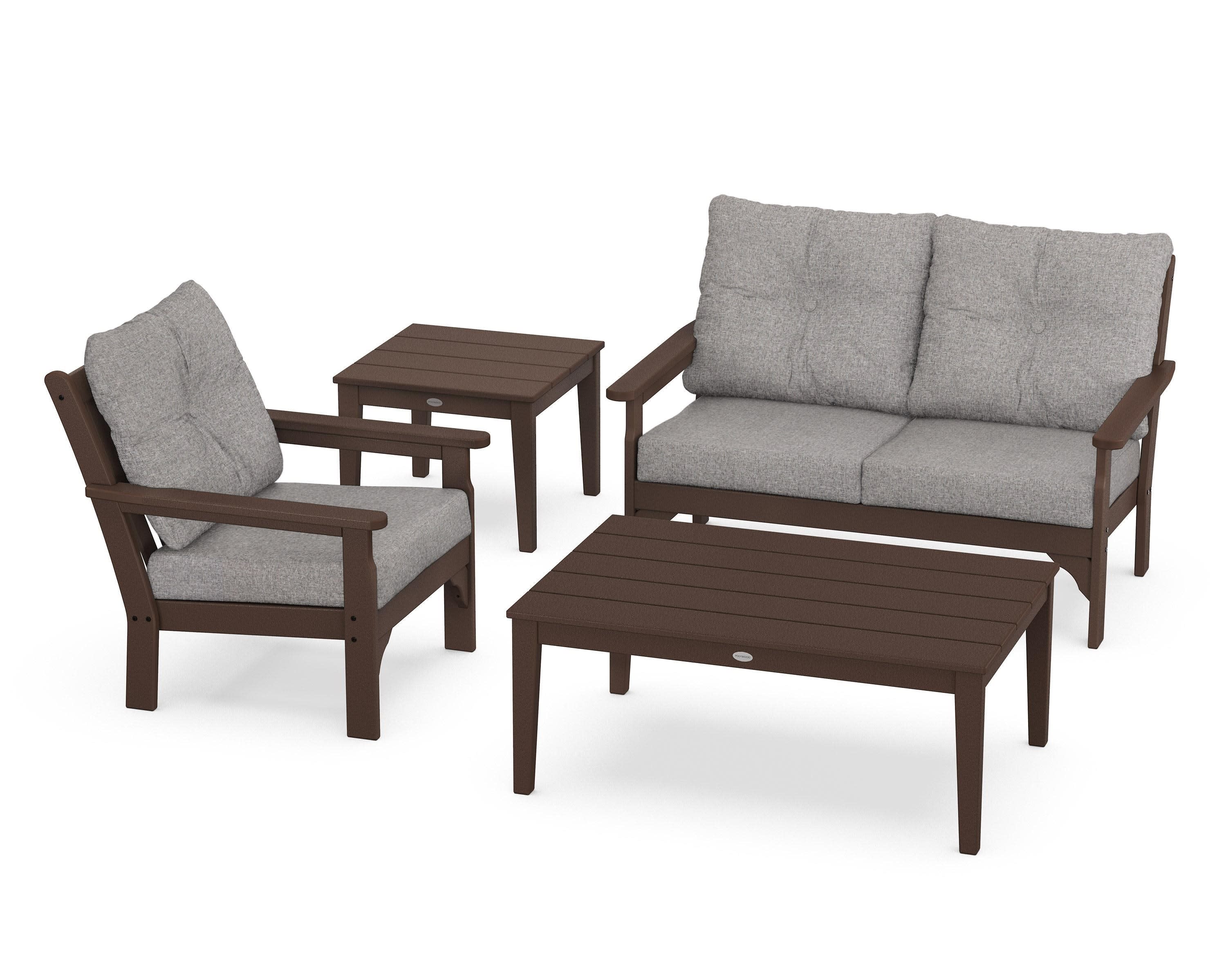 Vineyard 4-Piece Deep Seating Set in Mahogany / Grey Mist