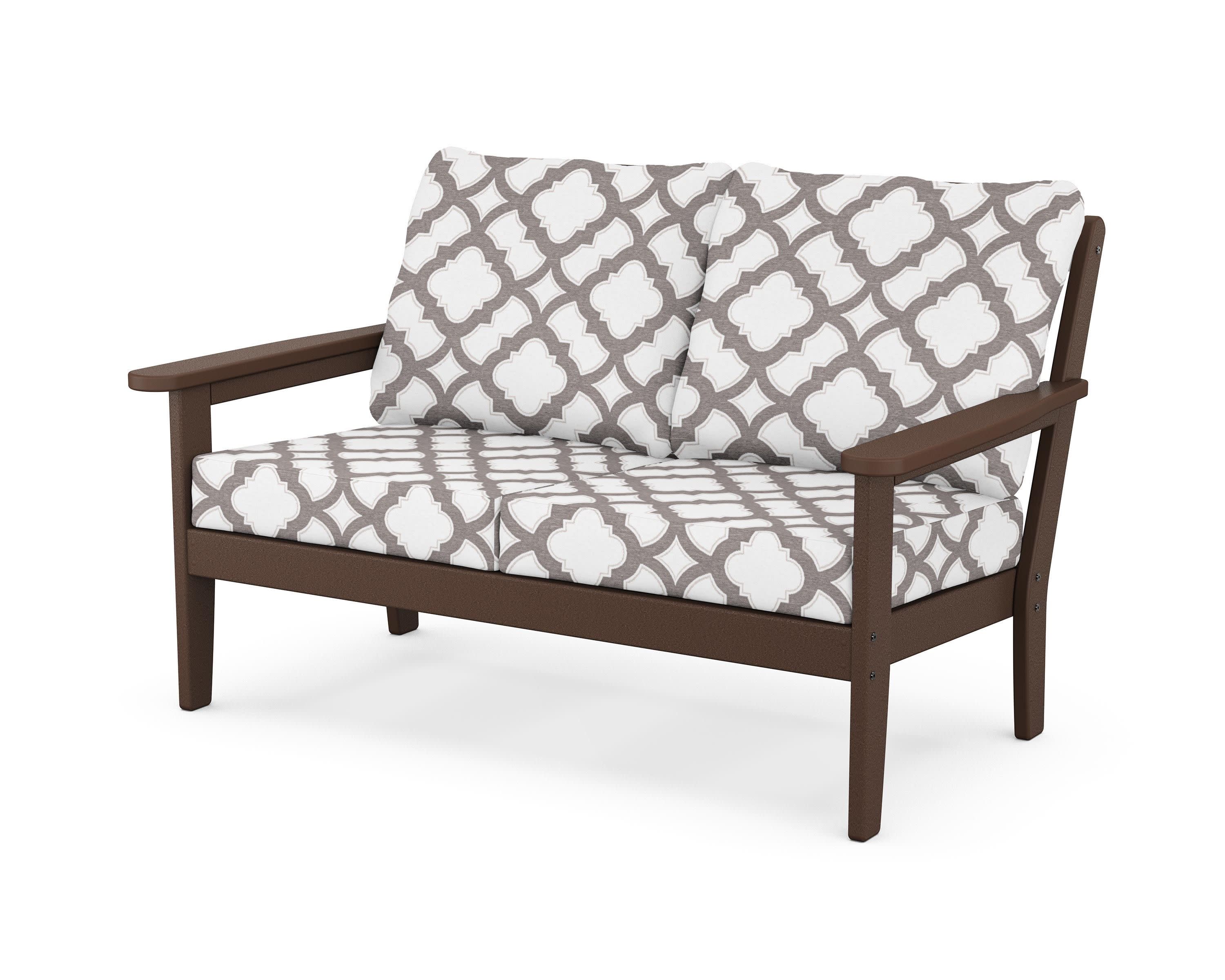 Cottage Deep Seating Loveseat in Mahogany / Trellis Grey Mist