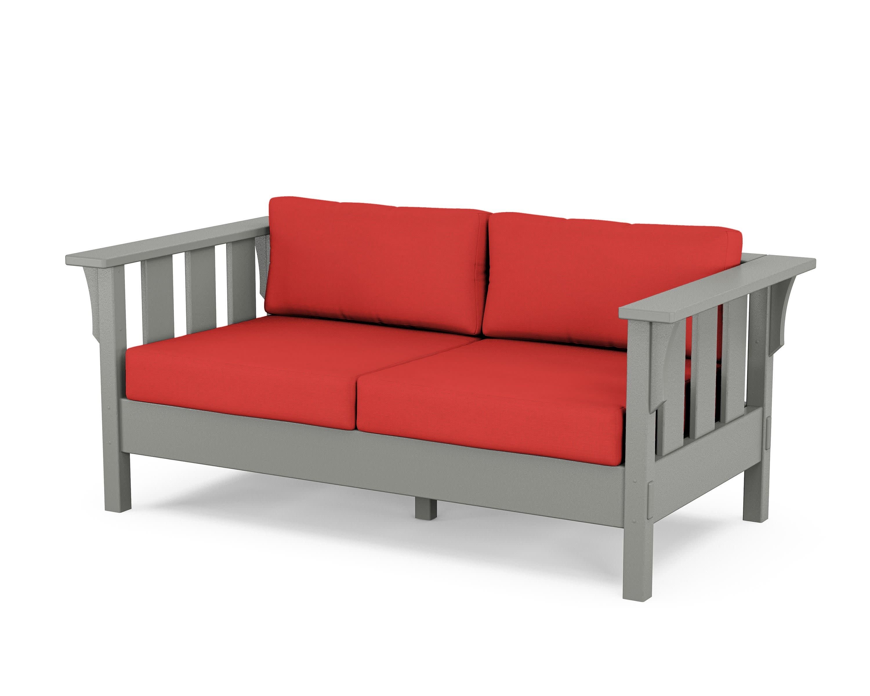Acadia Deep Seating Loveseat in Slate Grey / Crimson Linen