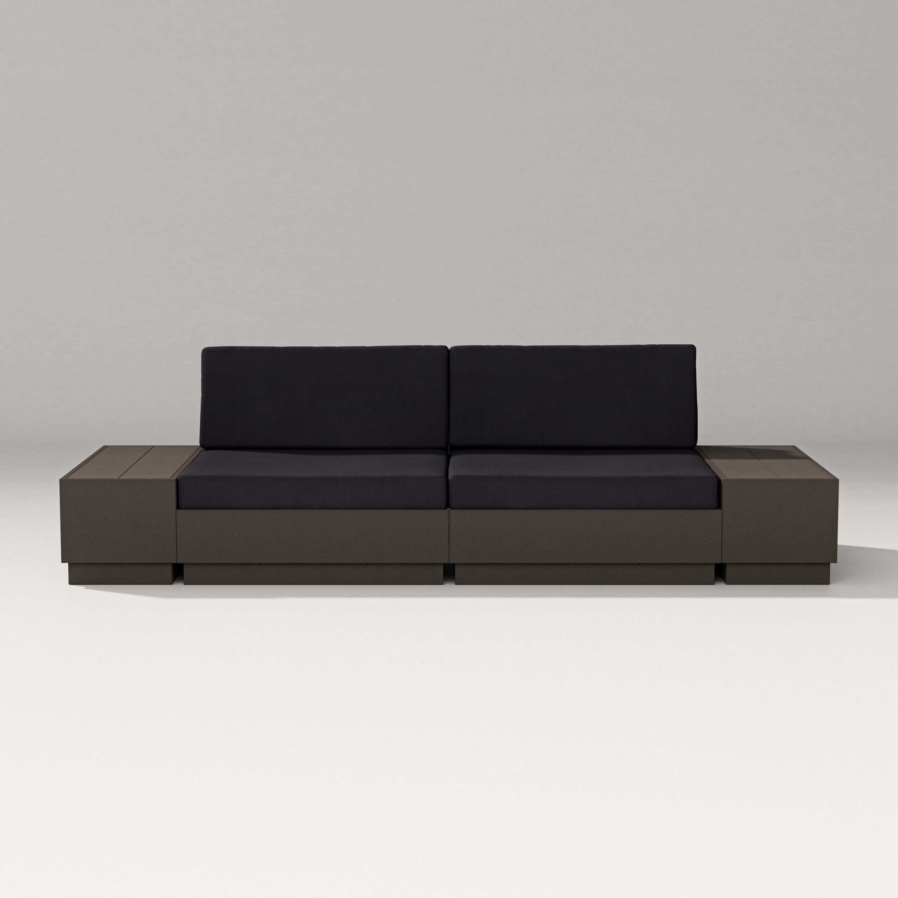 Elevate 4-Piece Loveseat Sectional in Vintage Coffee / Midnight Linen