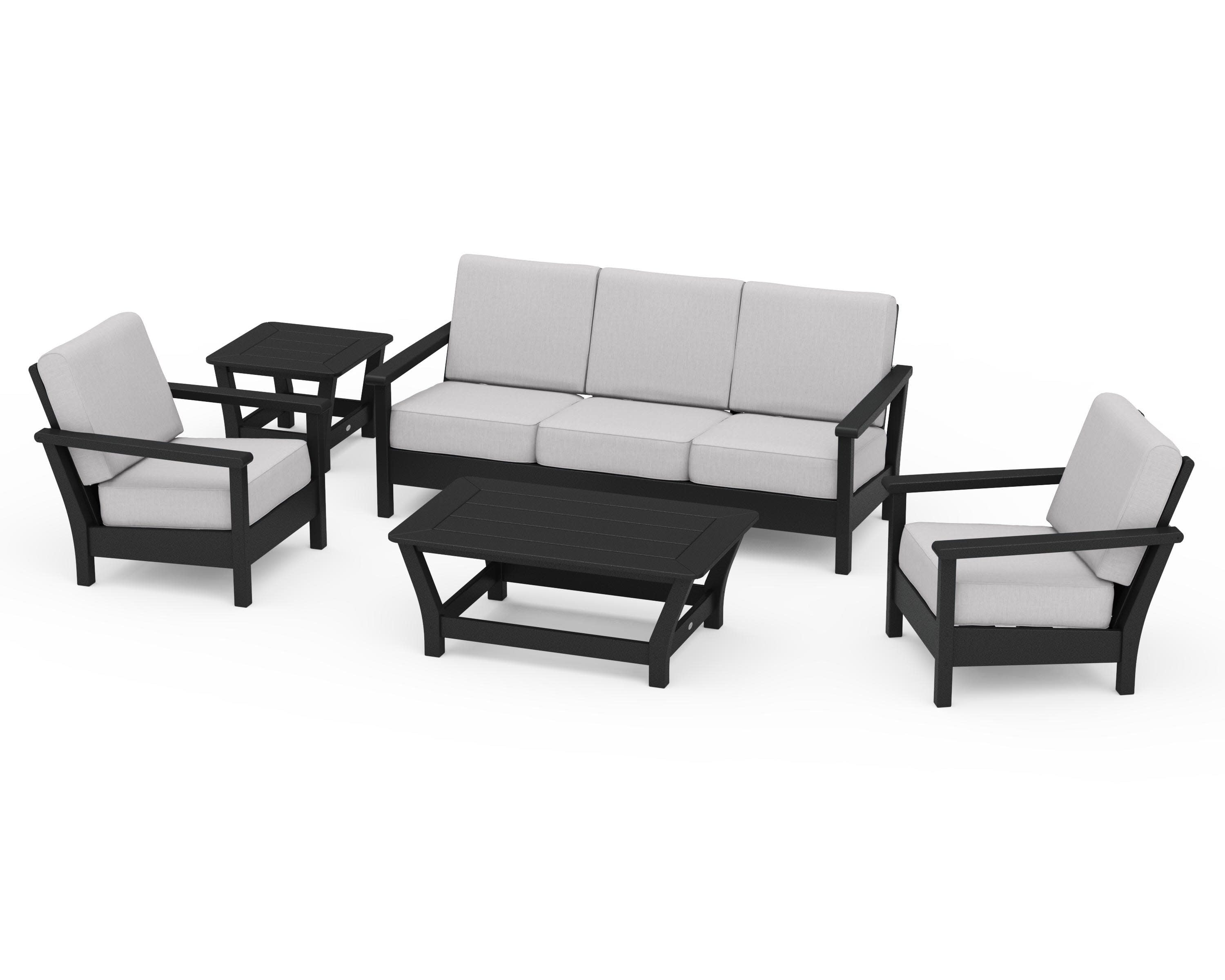 Harbour 5-Piece Deep Seating Set in Black / Granite