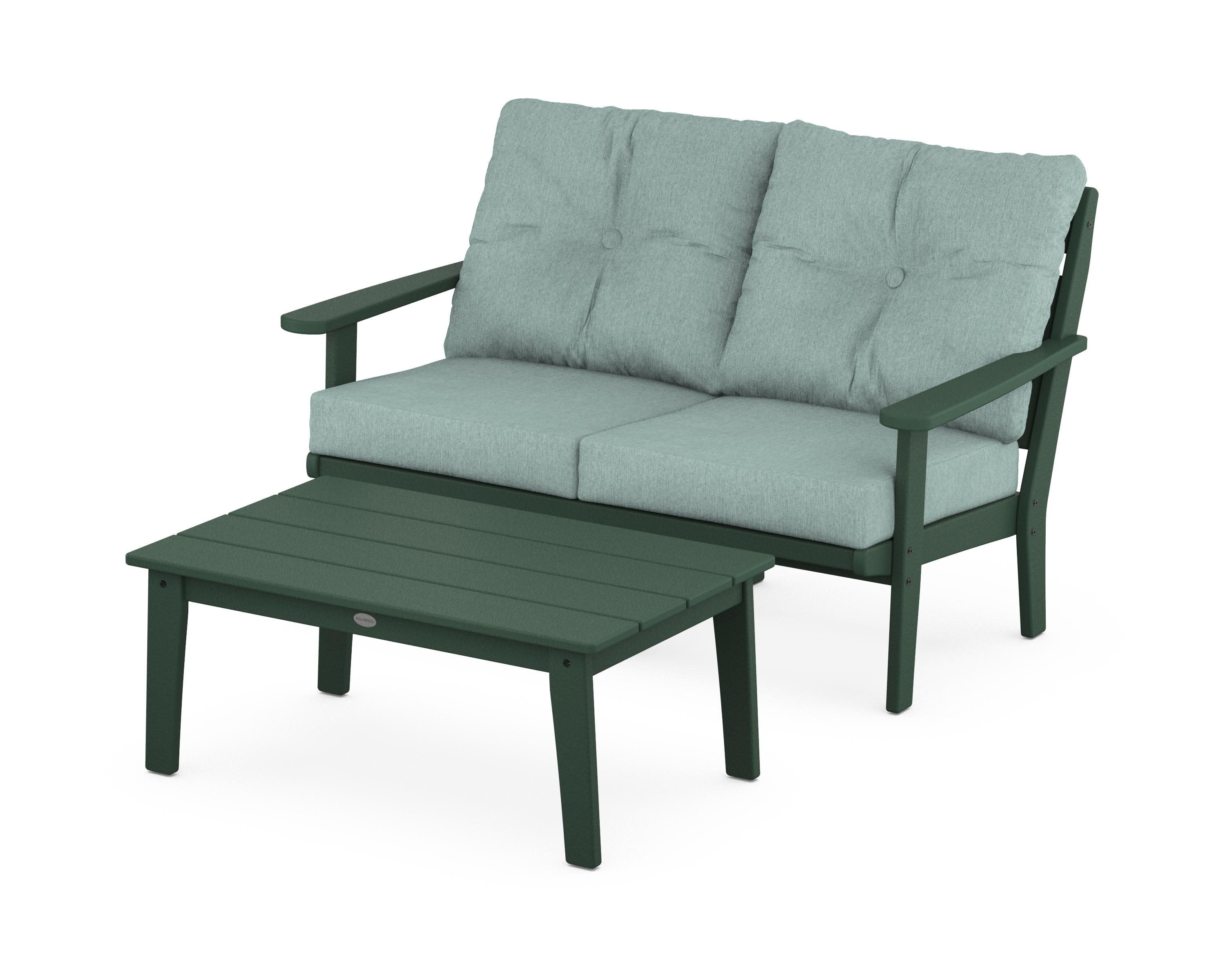 Lakeside 2-Piece Lounge Loveseat Set in Green / Glacier Spa
