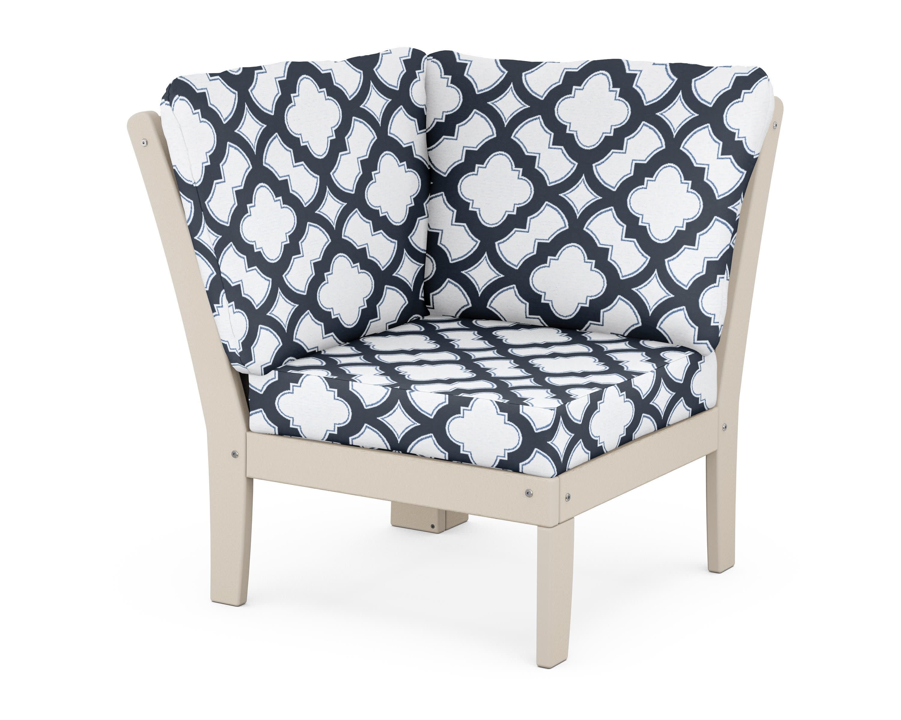 Braxton Modular Corner Chair in Sand / Trellis Marine Indigo