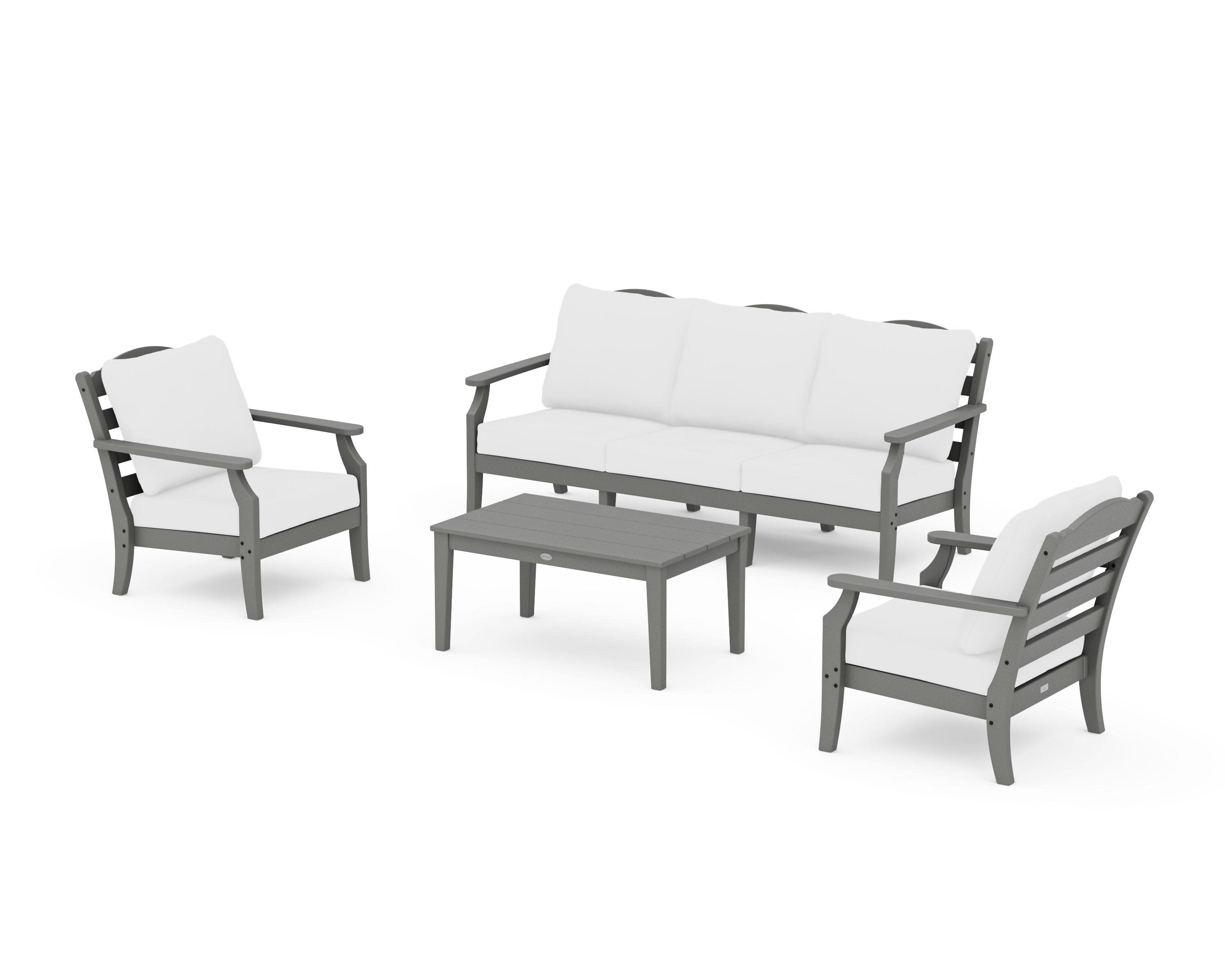 Savannah 4-Piece Deep Seating Set with Sofa in Slate Grey / Natural