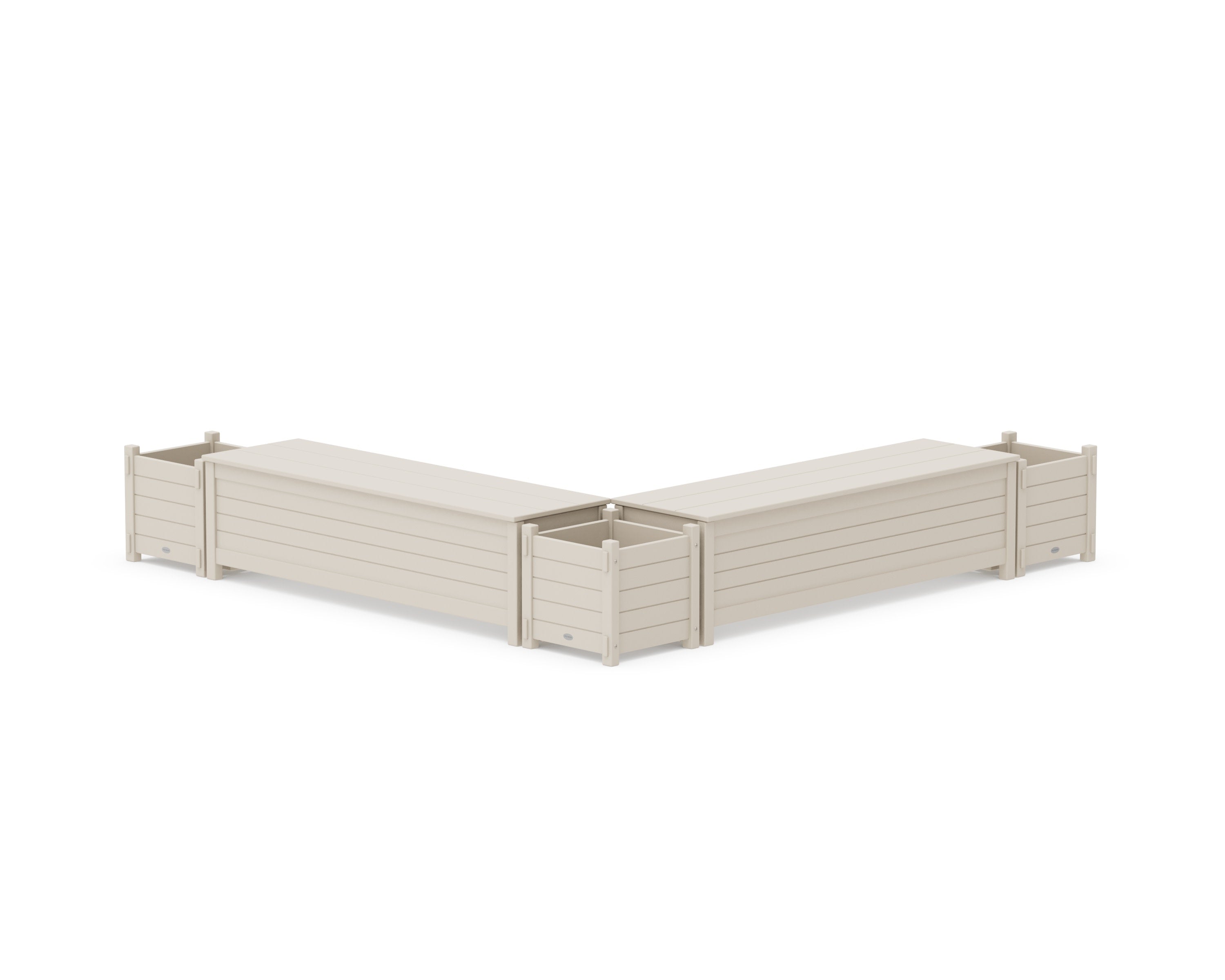 60" Nautical L- Shaped Planter Storage Bench Corner Set in Sand