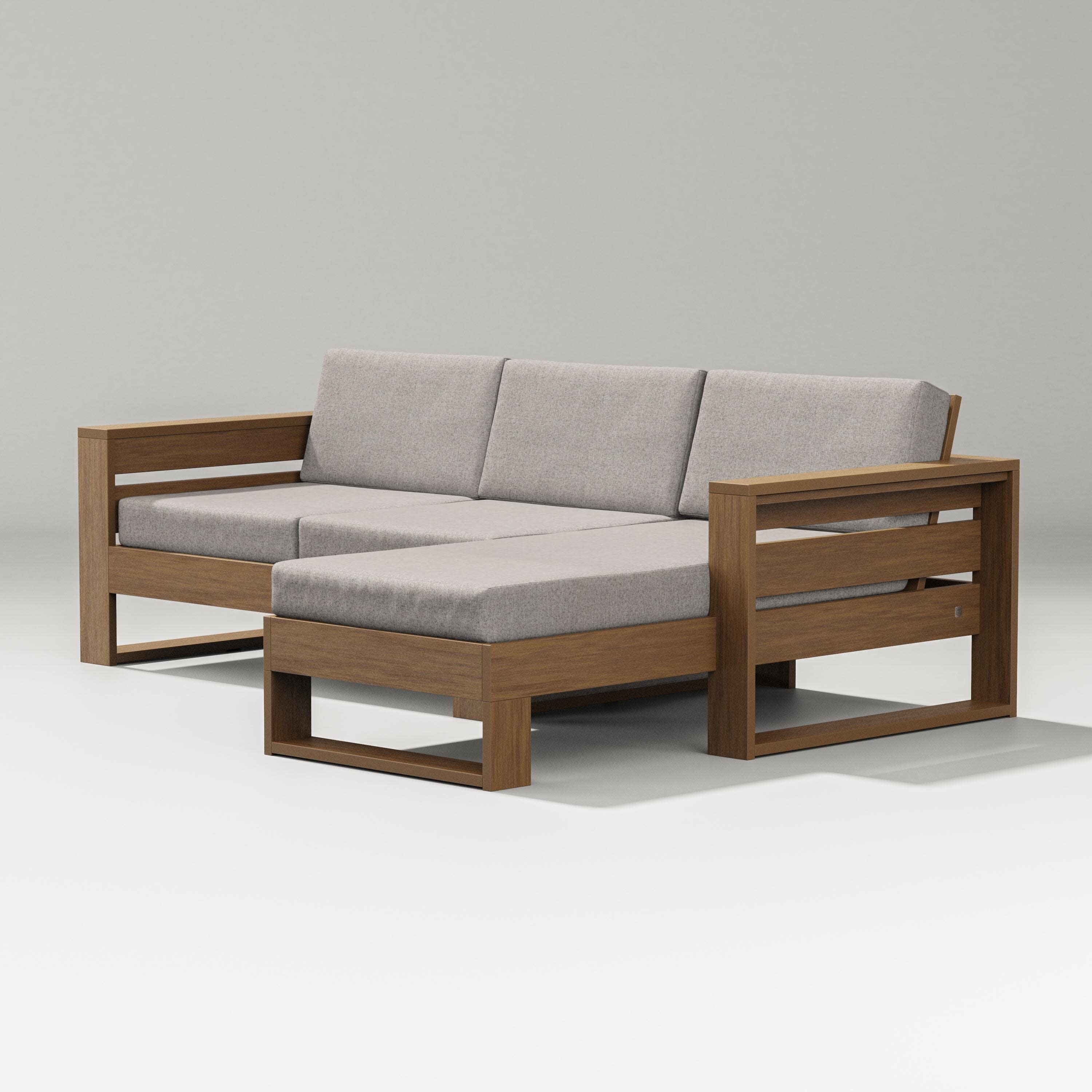 Latitude Right Chaise Sectional in Natural / Weathered Tweed