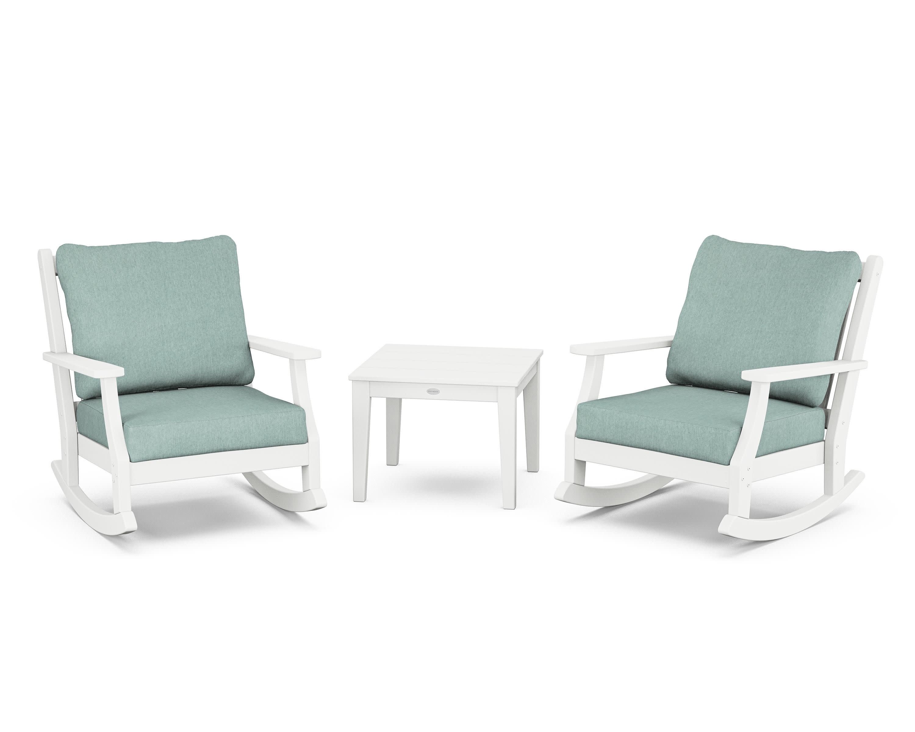 Wovendale 3-Piece Deep Seating Rocker Set in White / Glacier Spa