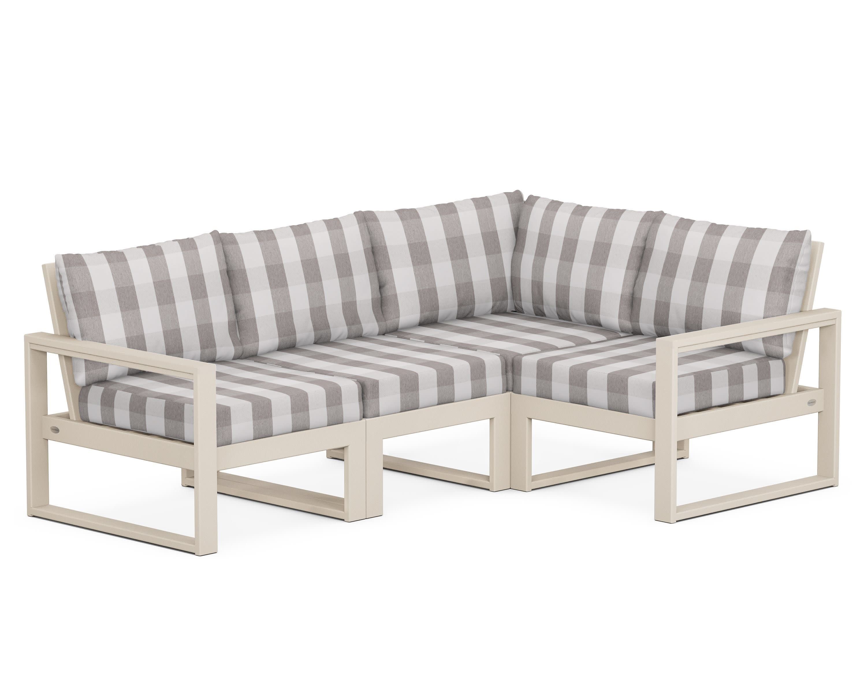 EDGE 4-Piece Modular Deep Seating Set in Sand / Buffalo Plaid Grey Mist