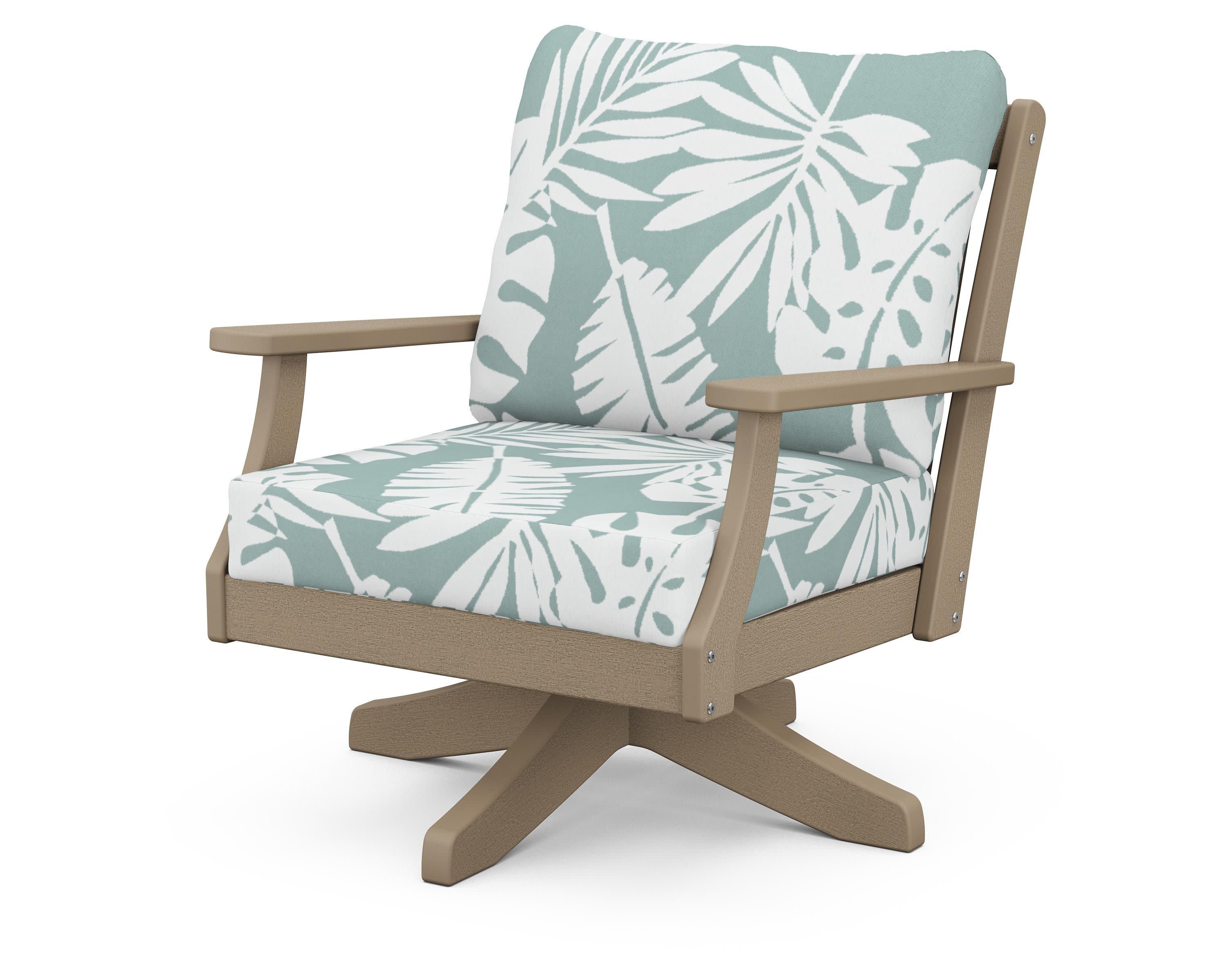 Braxton Deep Seating Swivel Chair in Vintage Sahara / Leaf Glacier Spa