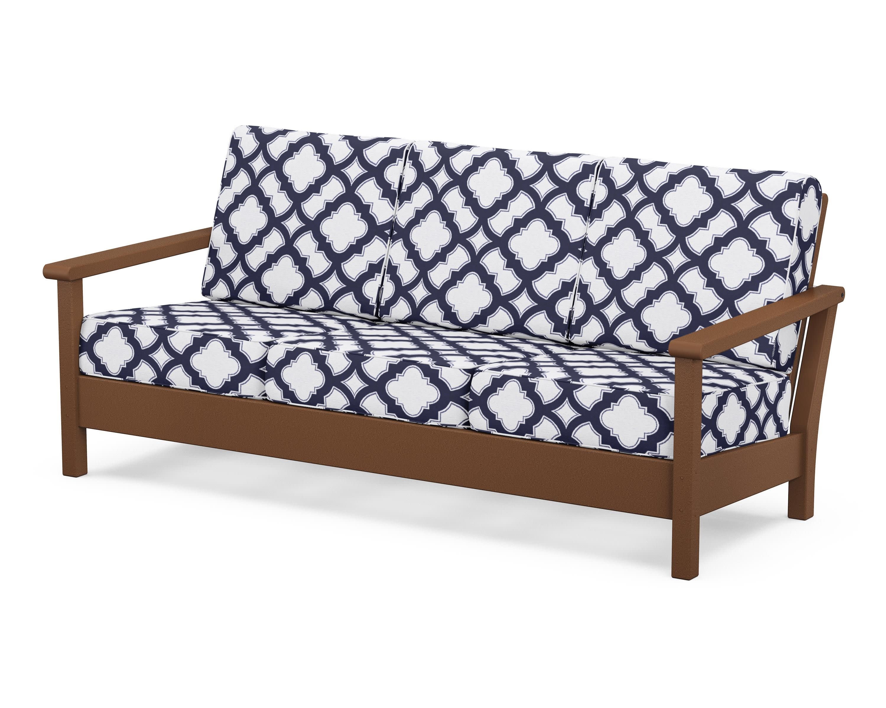 Harbour Deep Seating Sofa in Teak / Trellis Navy