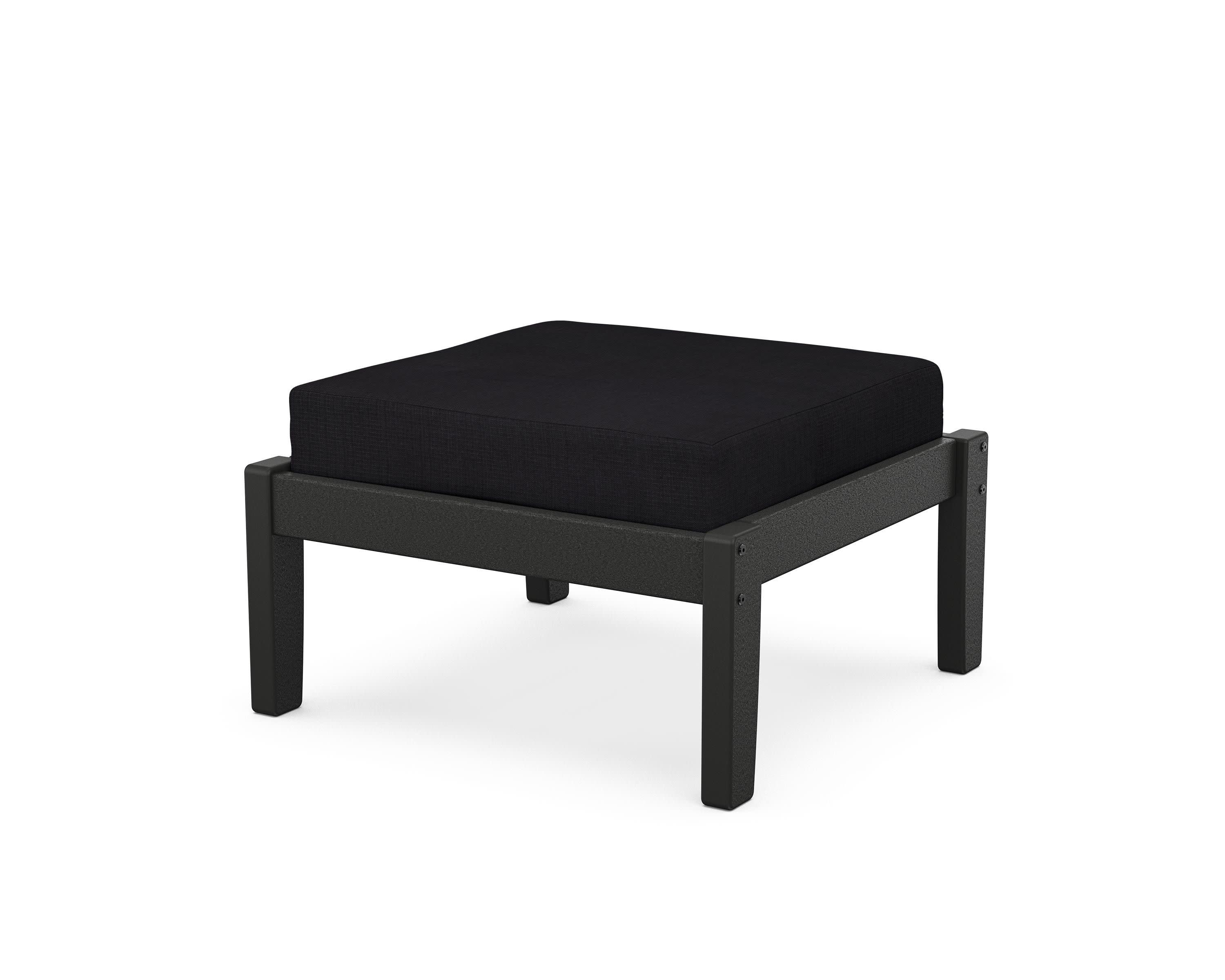 Deep Seating Ottoman in Black / Midnight Linen