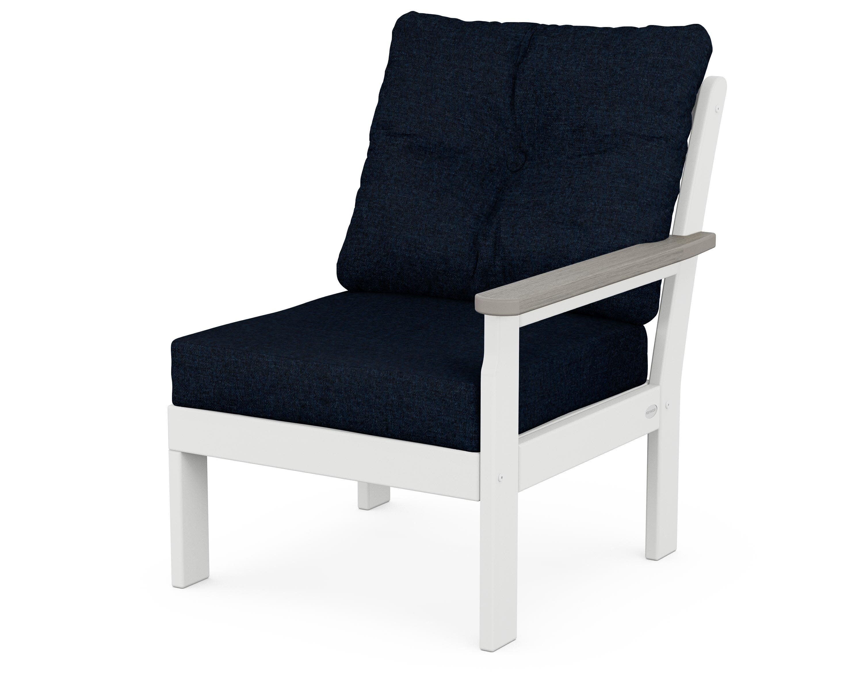 Vineyard Modular Right Arm Chair in White / Driftwood / Marine Indigo