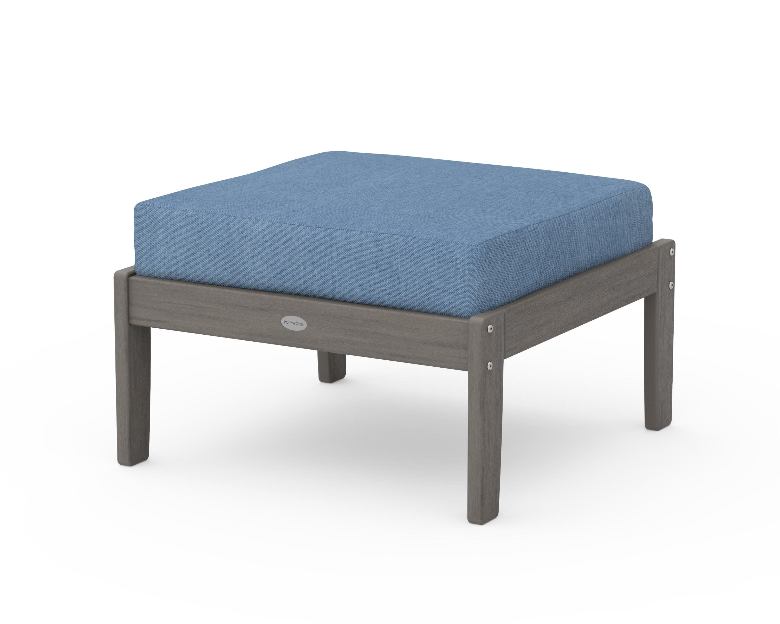 Braxton Deep Seating Ottoman in Driftwood / Sky Blue