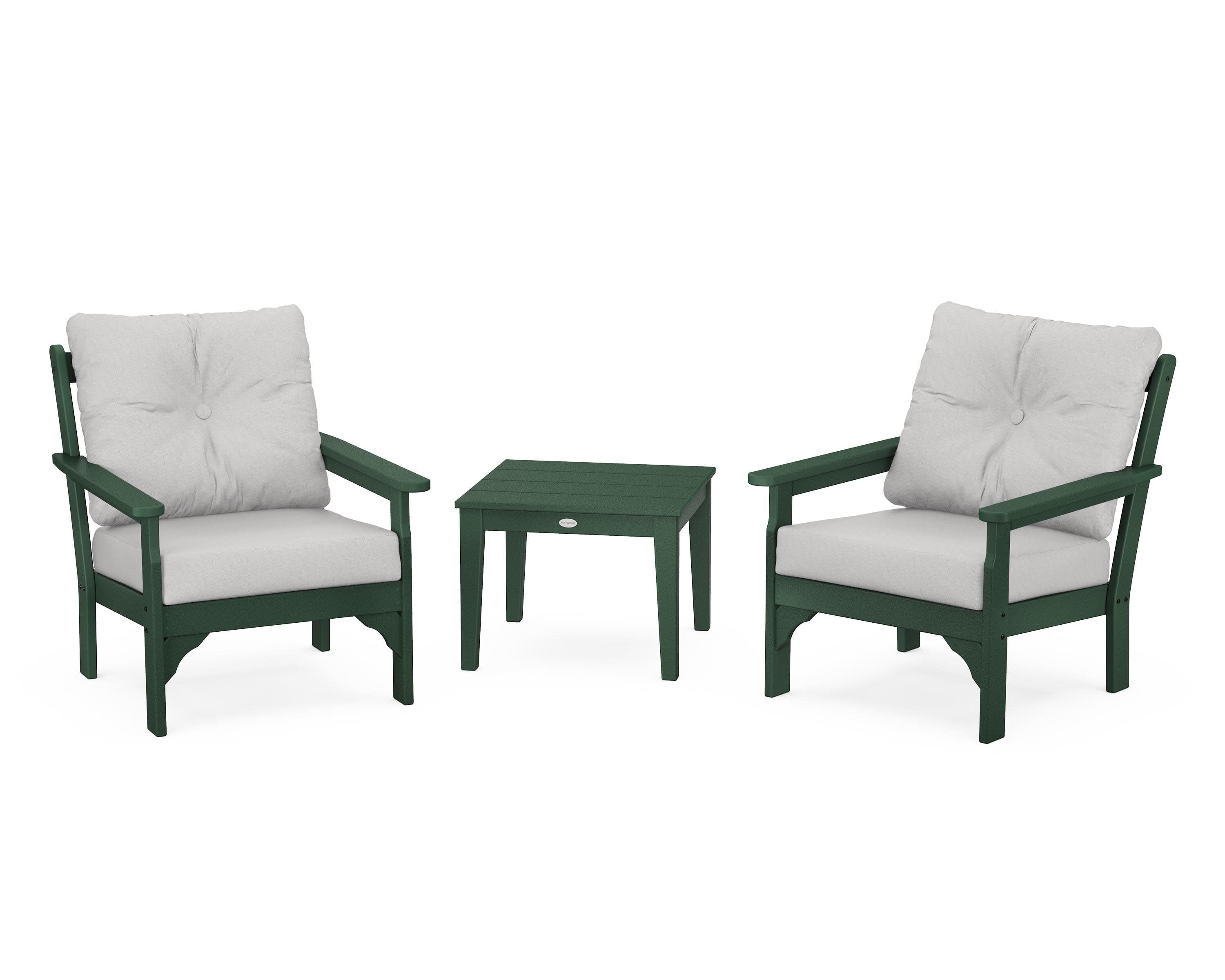 Vineyard 3-Piece Deep Seating Set in Green / Diamond in the Rough
