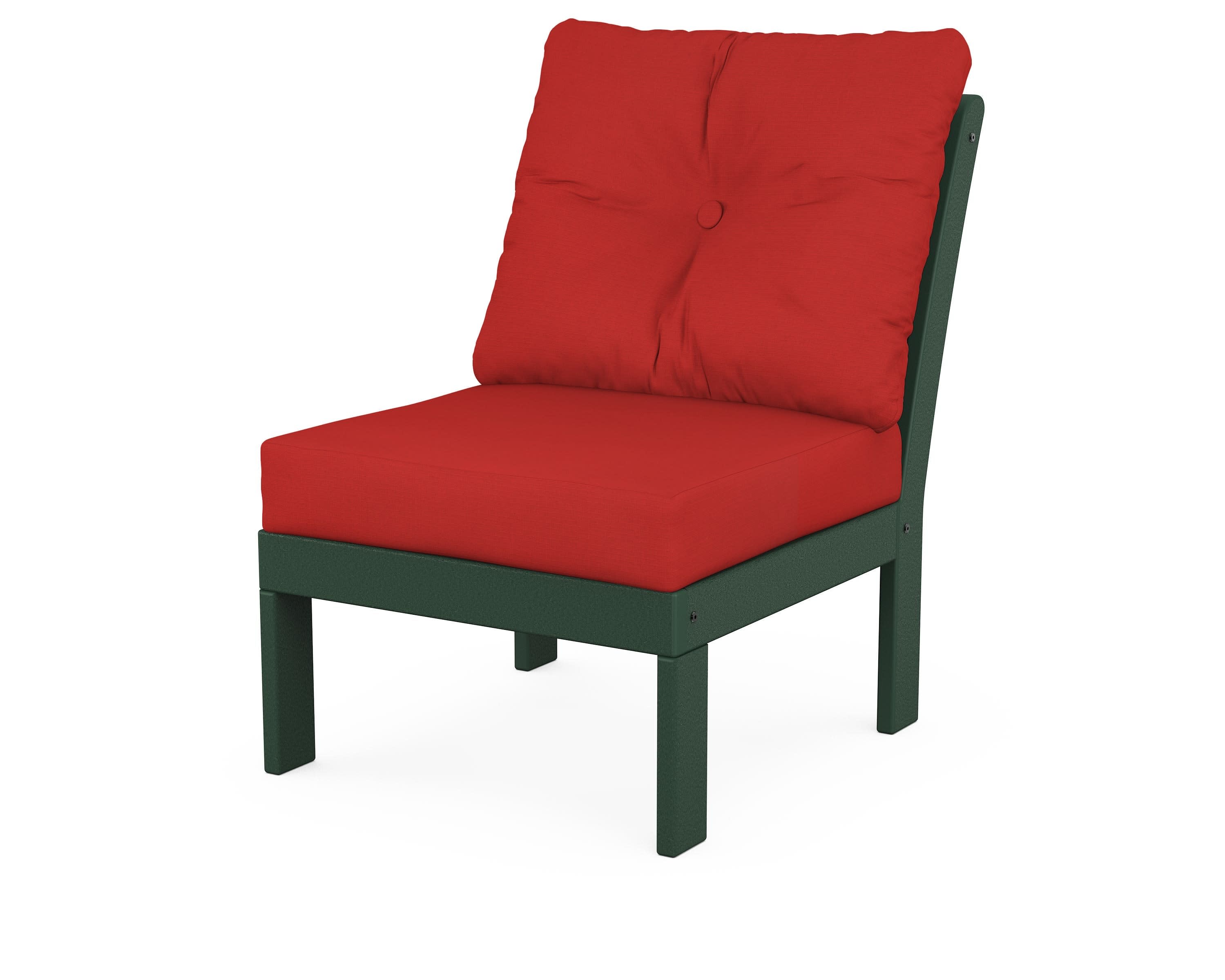 Vineyard Modular Armless Chair in Green / Crimson Linen