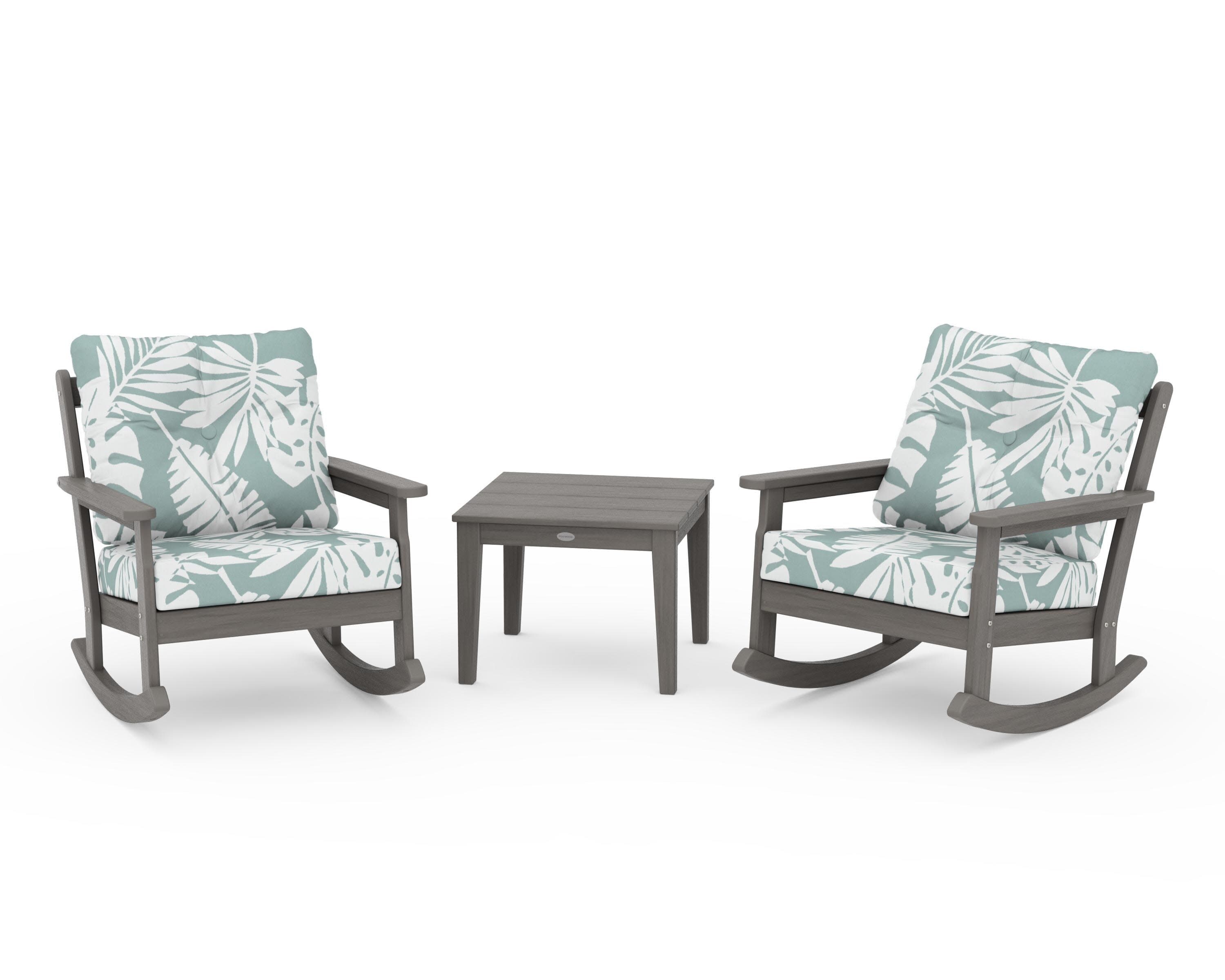 Vineyard 3-Piece Deep Seating Rocker Set in Driftwood / Leaf Glacier Spa