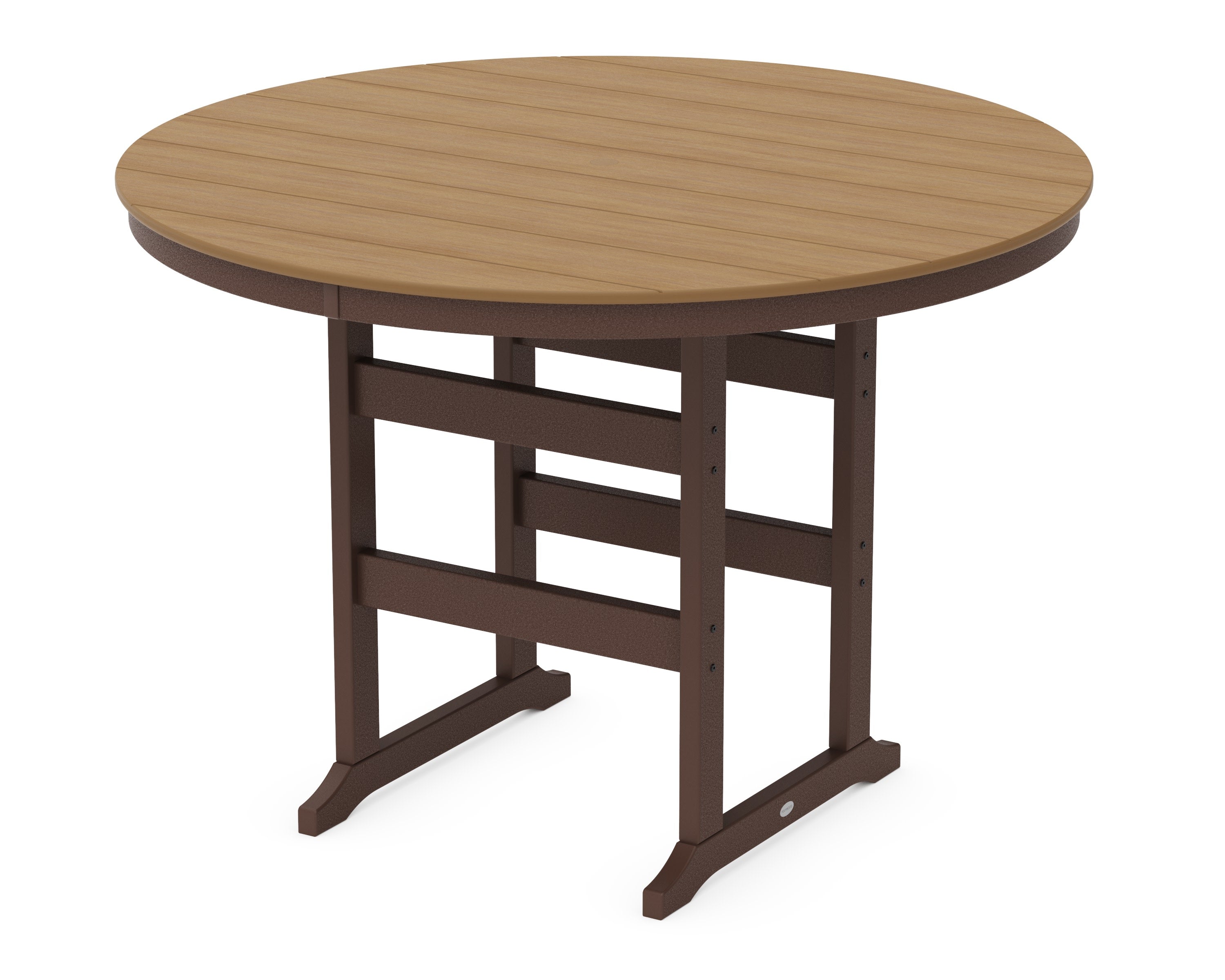60" Round Farmhouse Bar Table in Mahogany / Natural