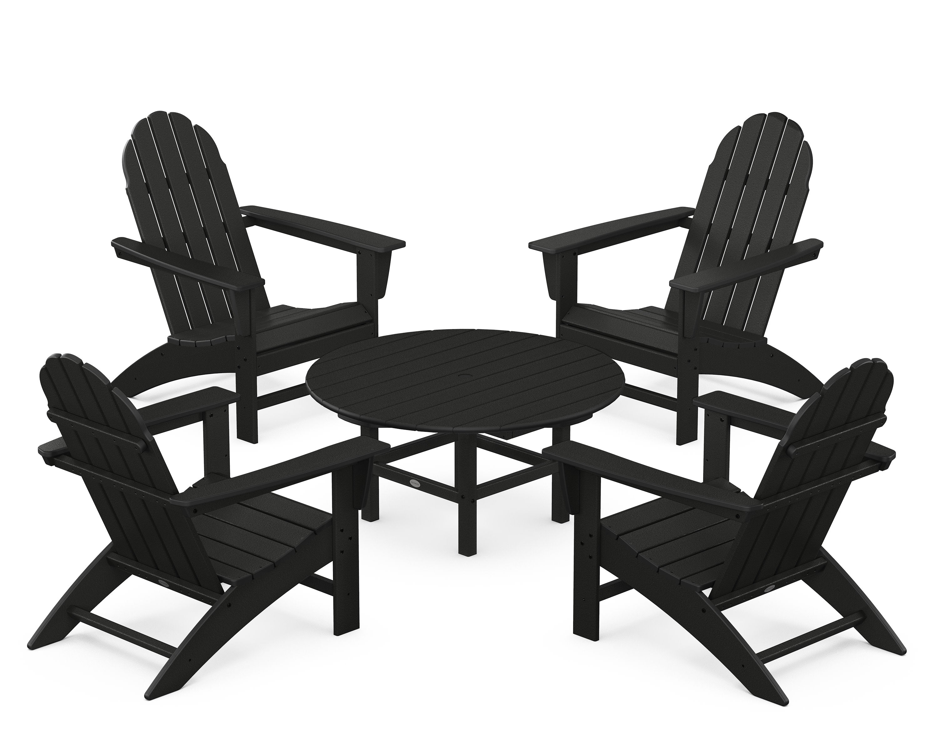 Vineyard 5-Piece Adirondack Chair Conversation Set in Black