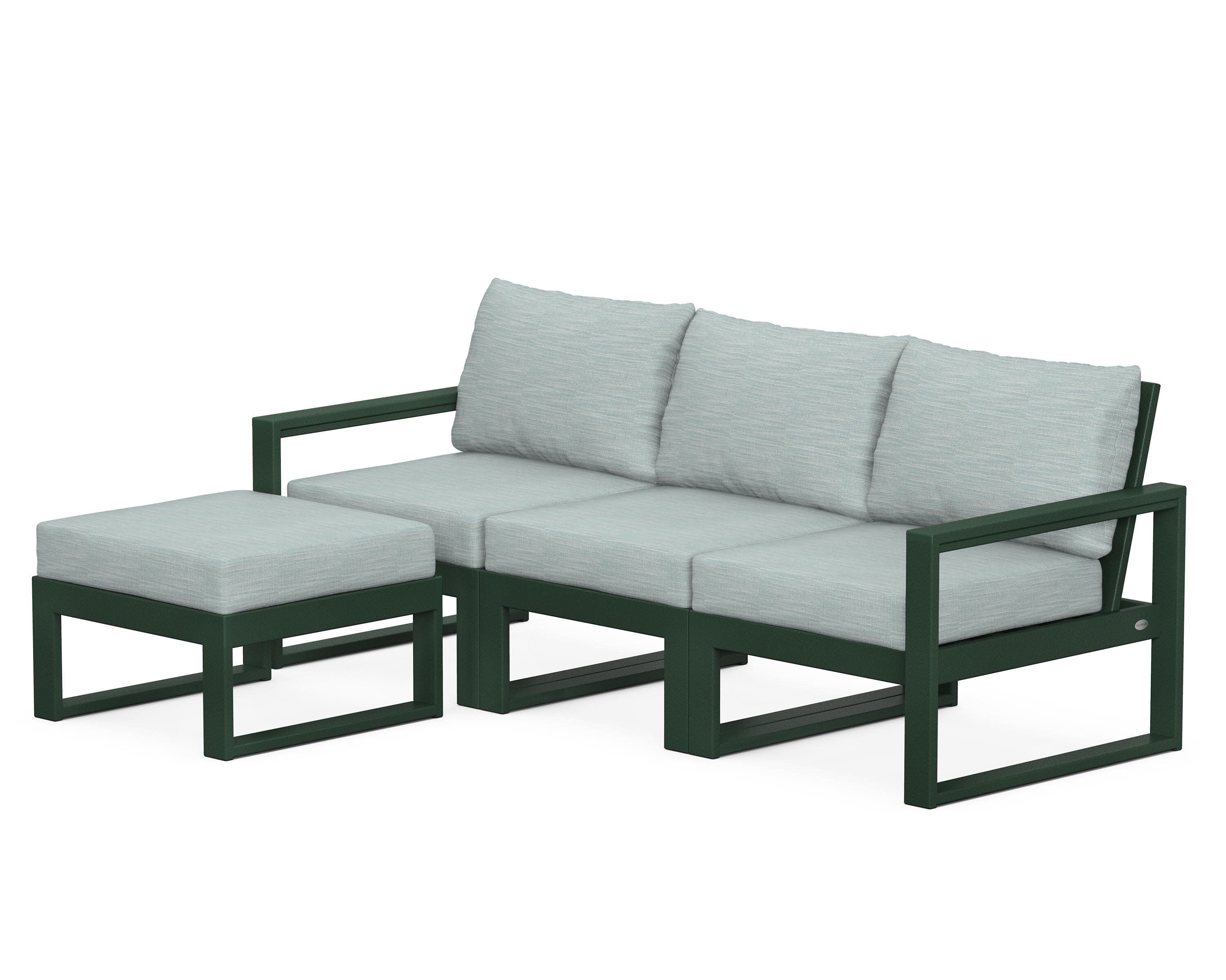 EDGE 4-Piece Modular Deep Seating Set with Ottoman in Green / Soothe Mist
