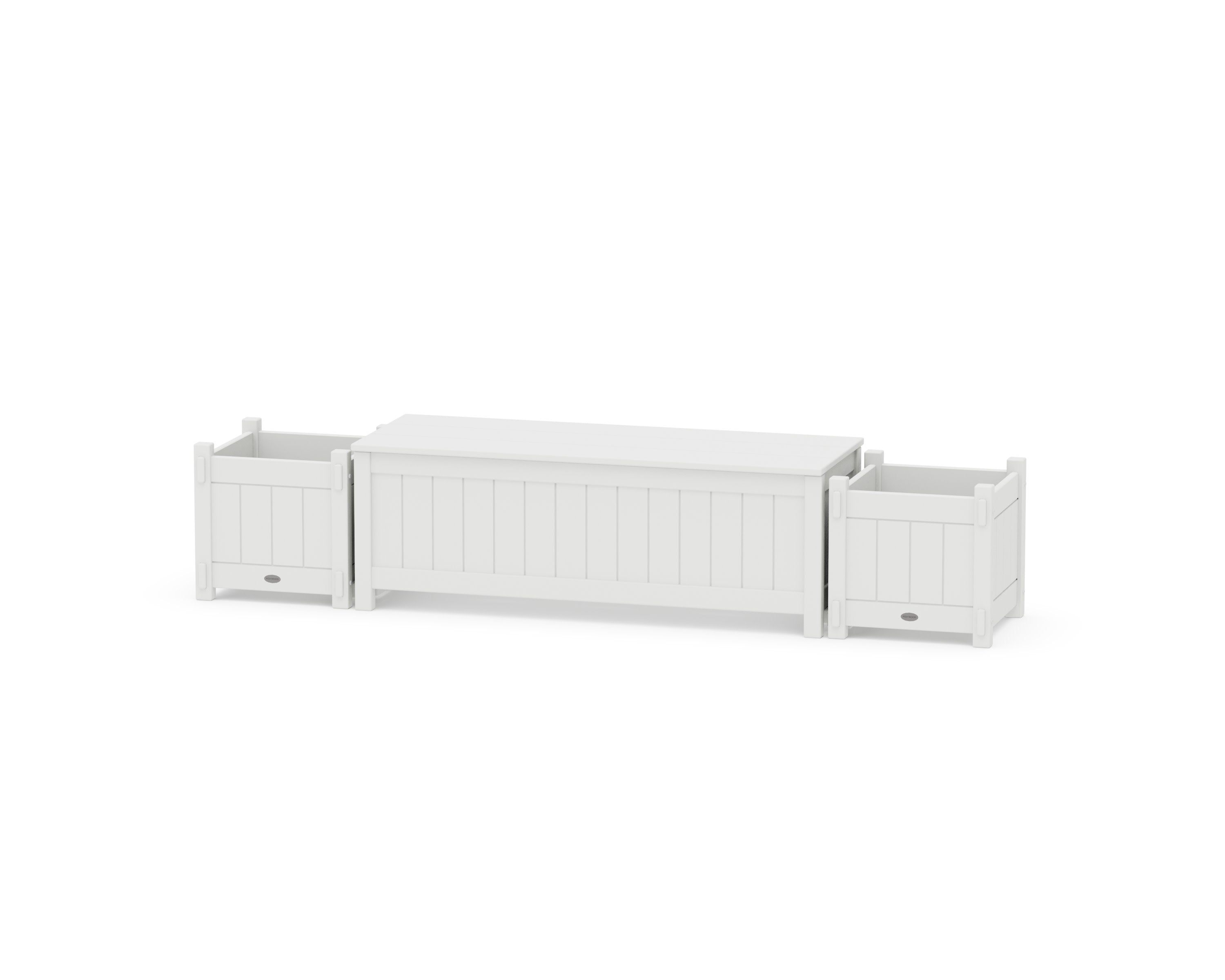 48" Vineyard Straight Planter Storage Bench Set in White