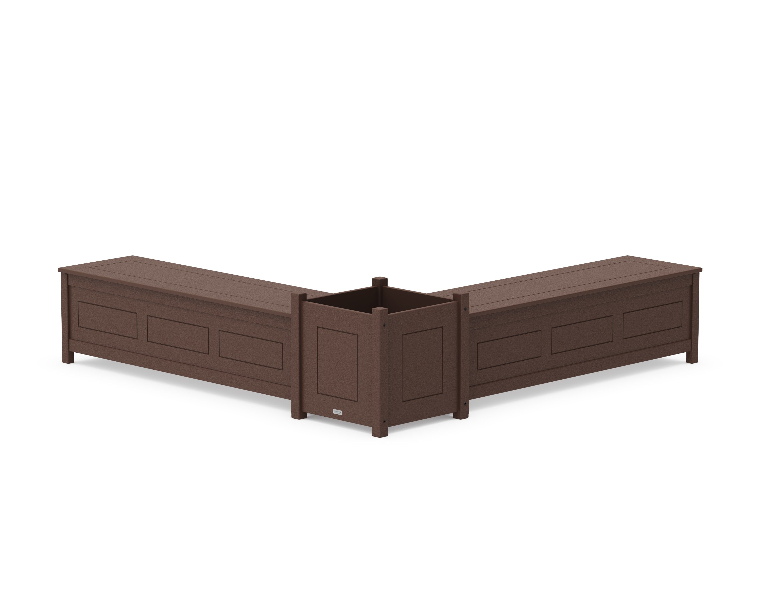 60" Country Living L- Shaped Planter Storage Bench Set- Large in Mahogany