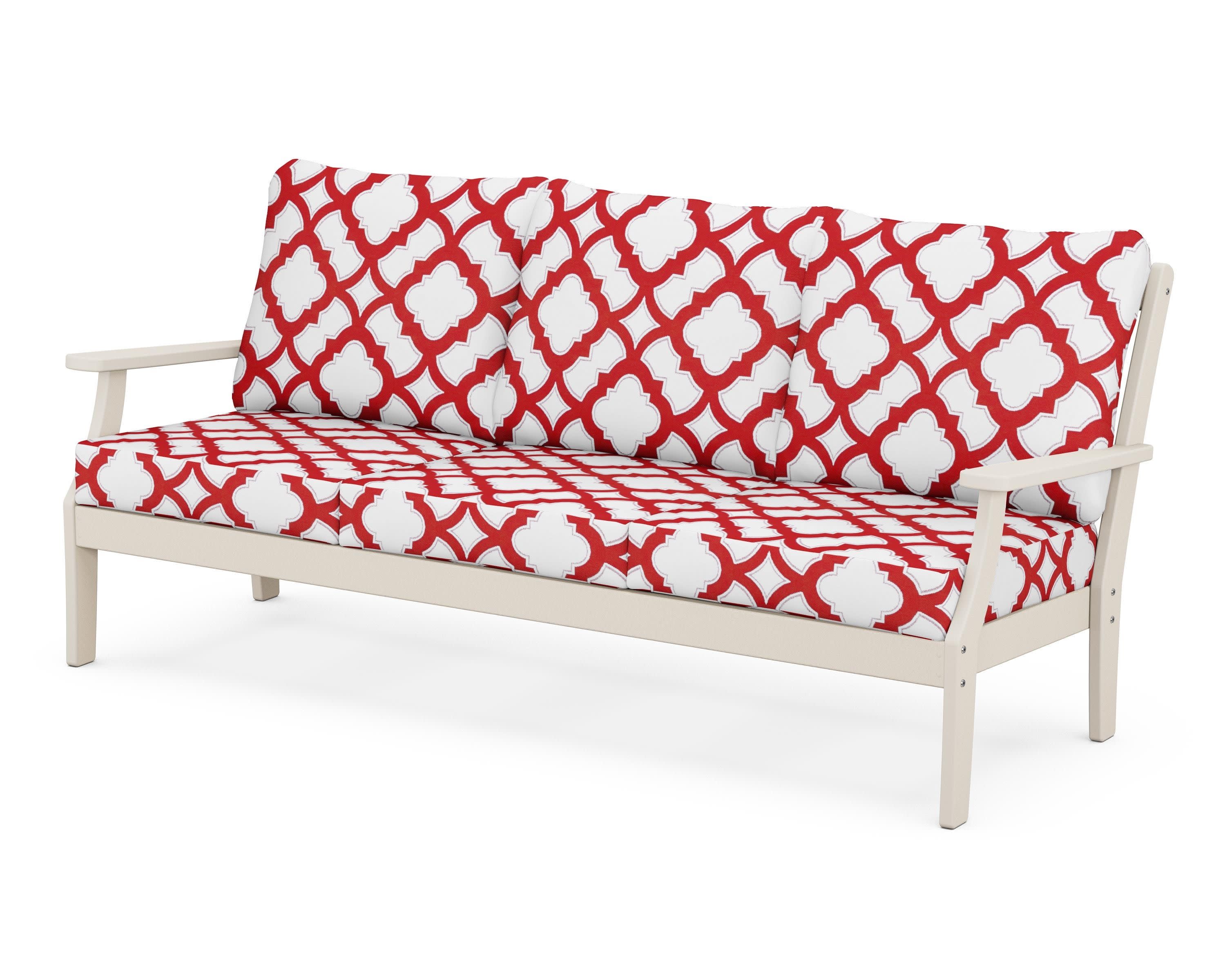 Braxton Deep Seating Sofa in Sand / Trellis Crimson