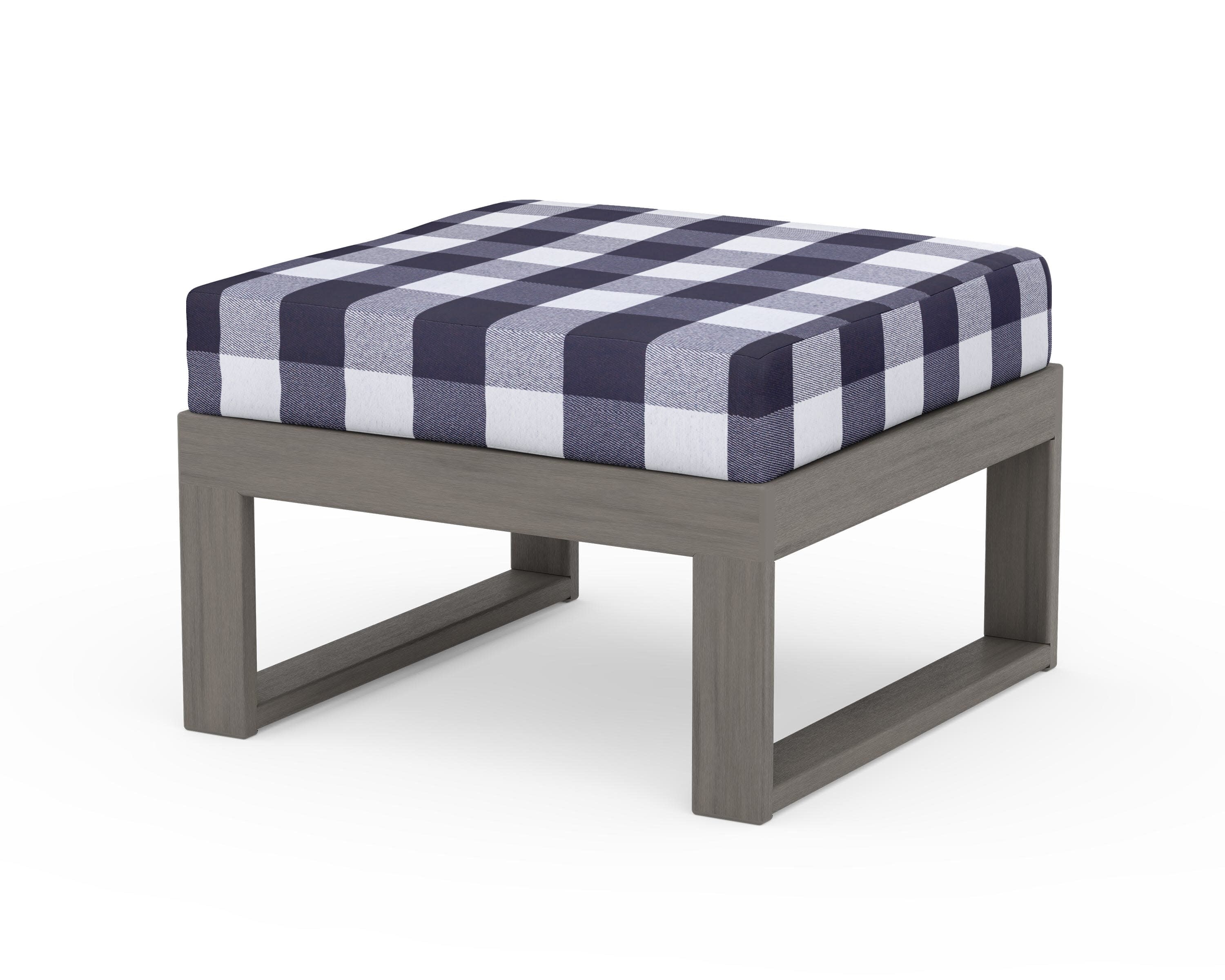 Modular Ottoman - Modern in Driftwood / Buffalo Plaid Navy