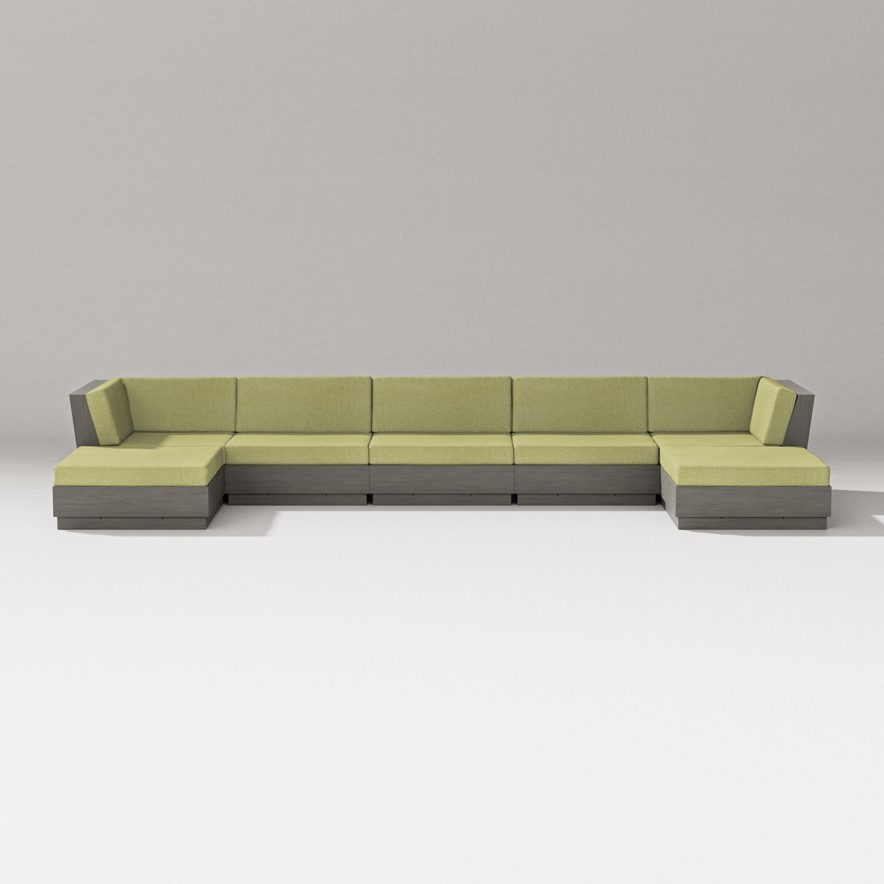 Elevate 7-Piece Double Chaise Sectional in Driftwood / Chartreuse Boucle