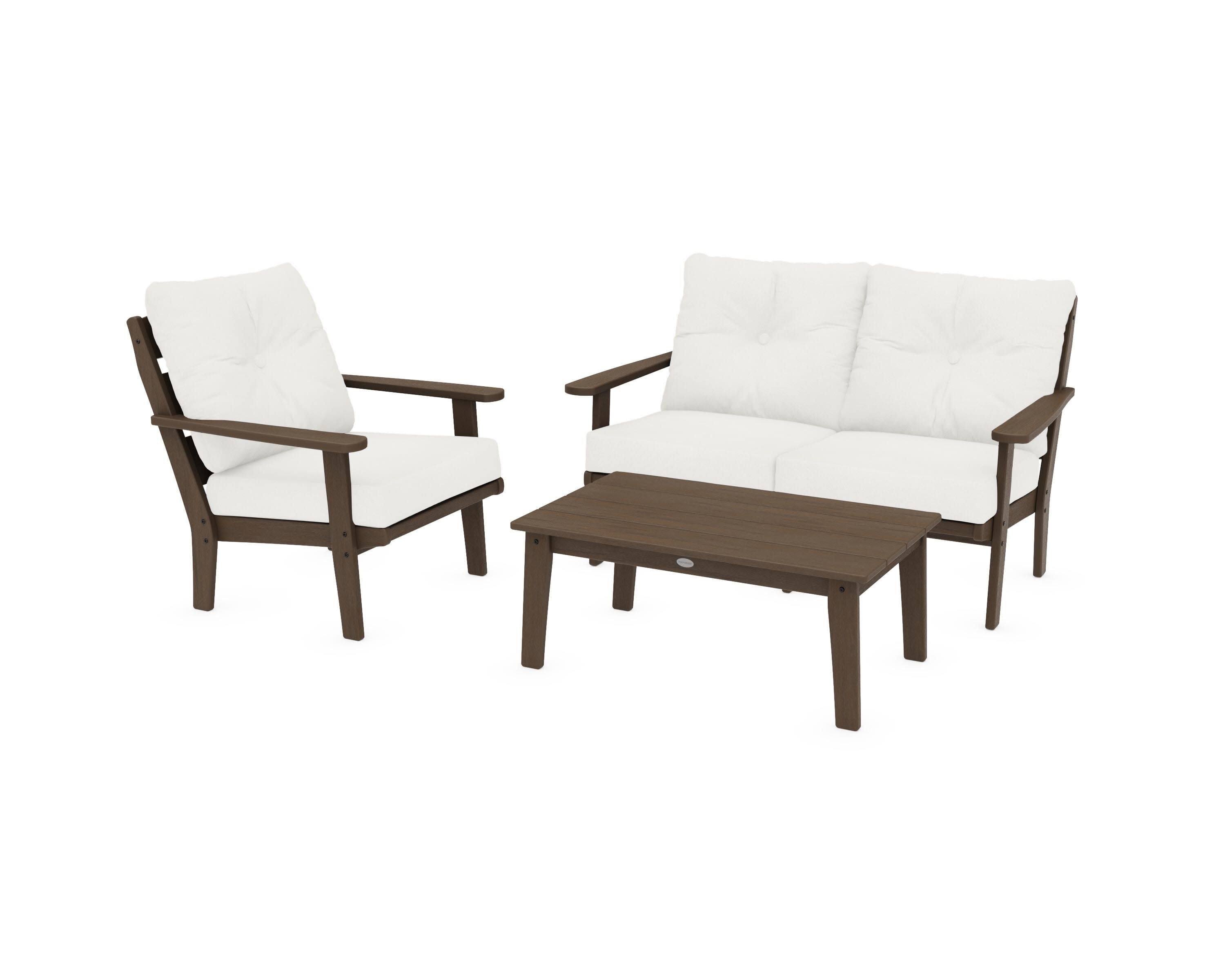 Lakeside 3-Piece Deep Seating Set in Kona / Natural Linen
