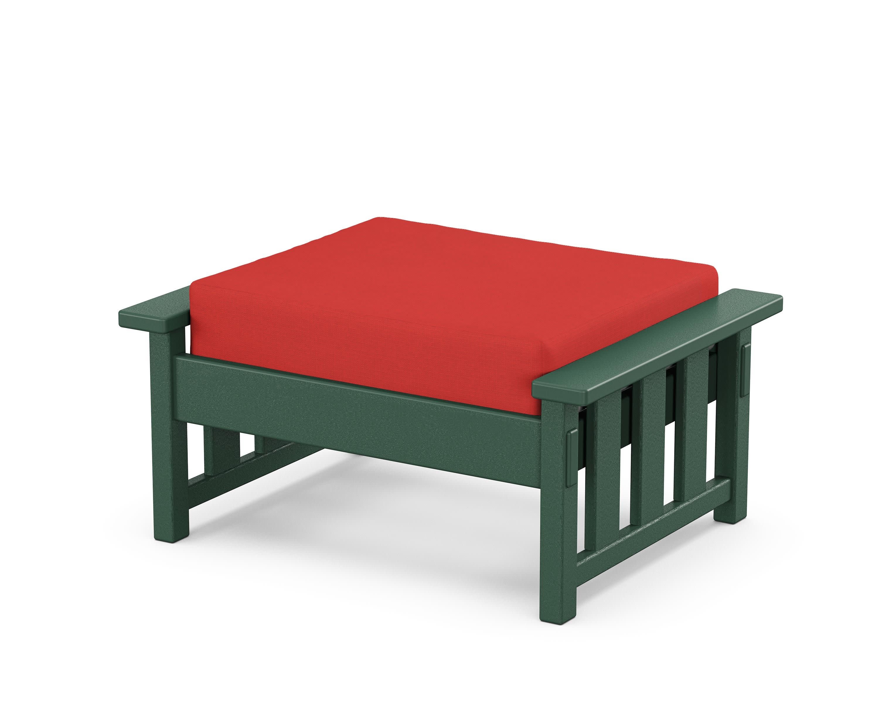 Acadia Deep Seating Ottoman in Green / Crimson Linen