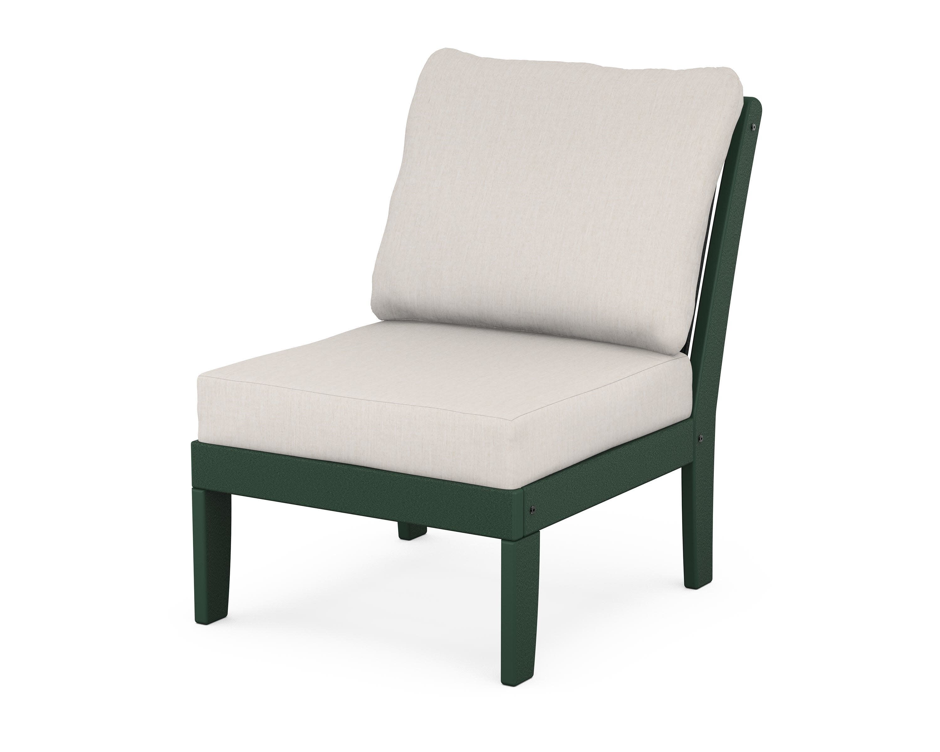Braxton Modular Armless Chair in Green / Cast Ash
