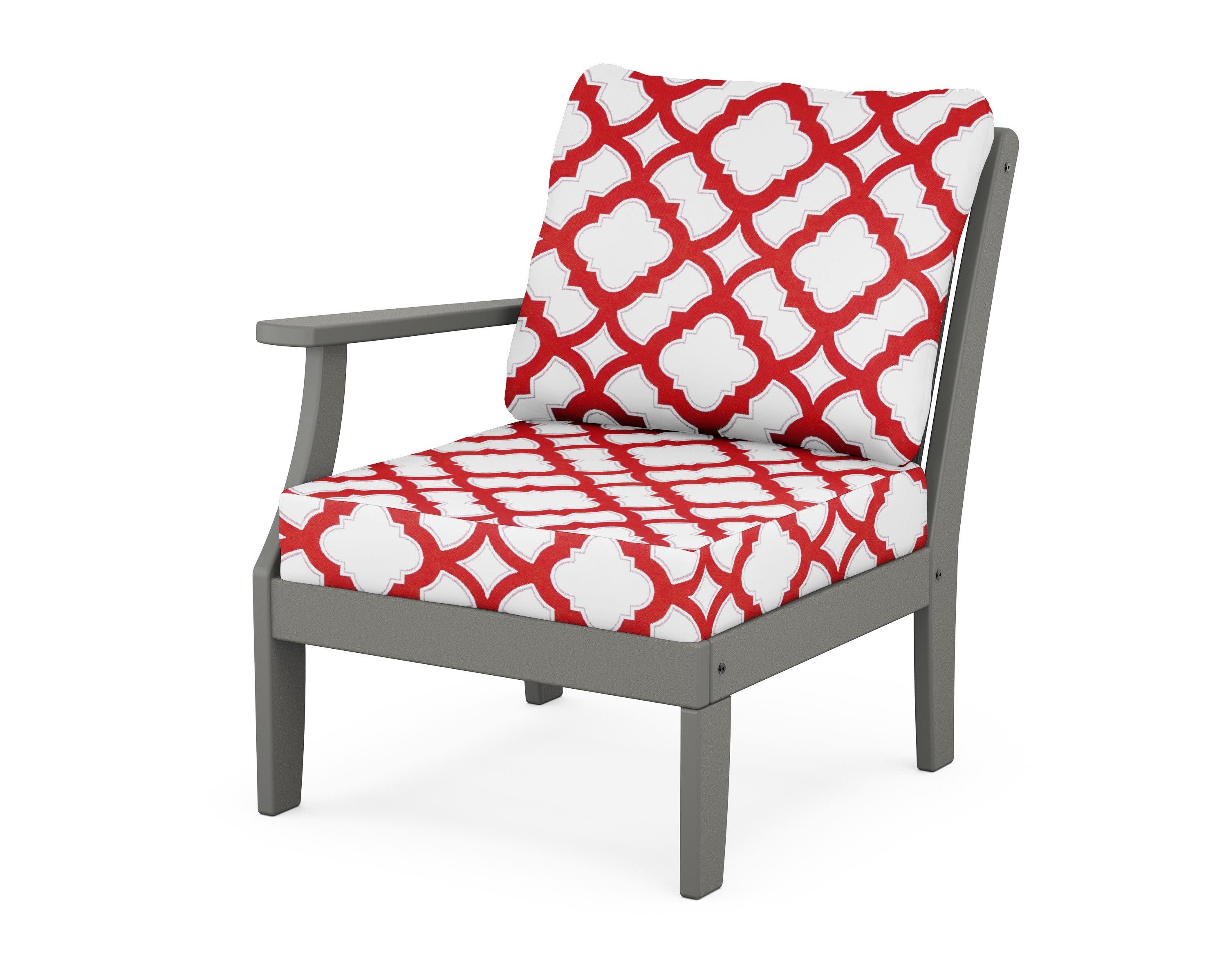 Braxton Modular Left Arm Chair in Slate Grey / Trellis Crimson