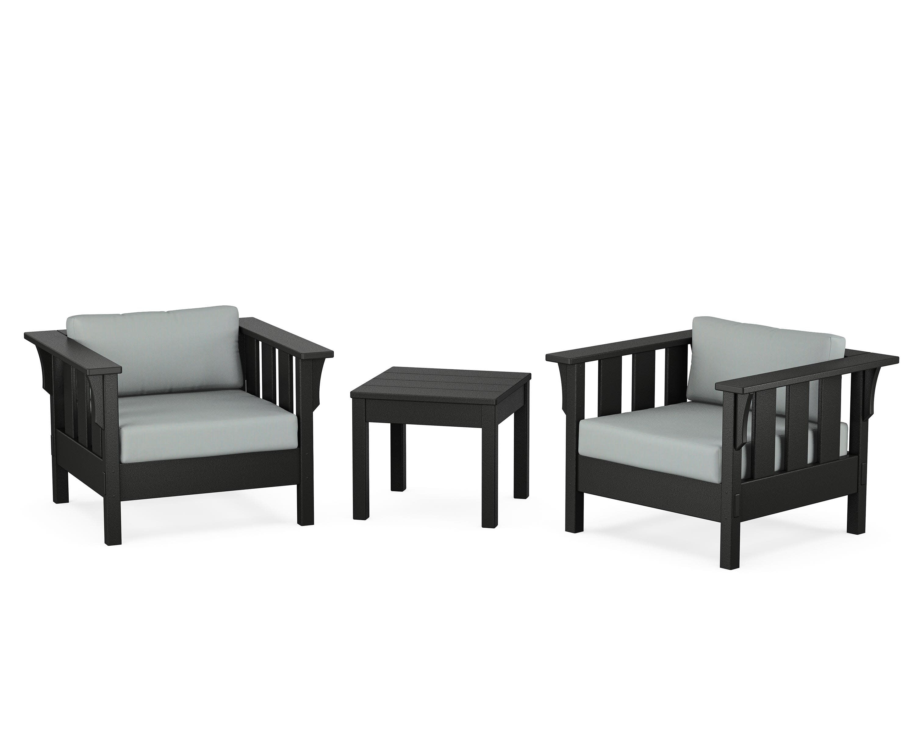 Acadia 3-Piece Deep Seating Set in Black / Spa
