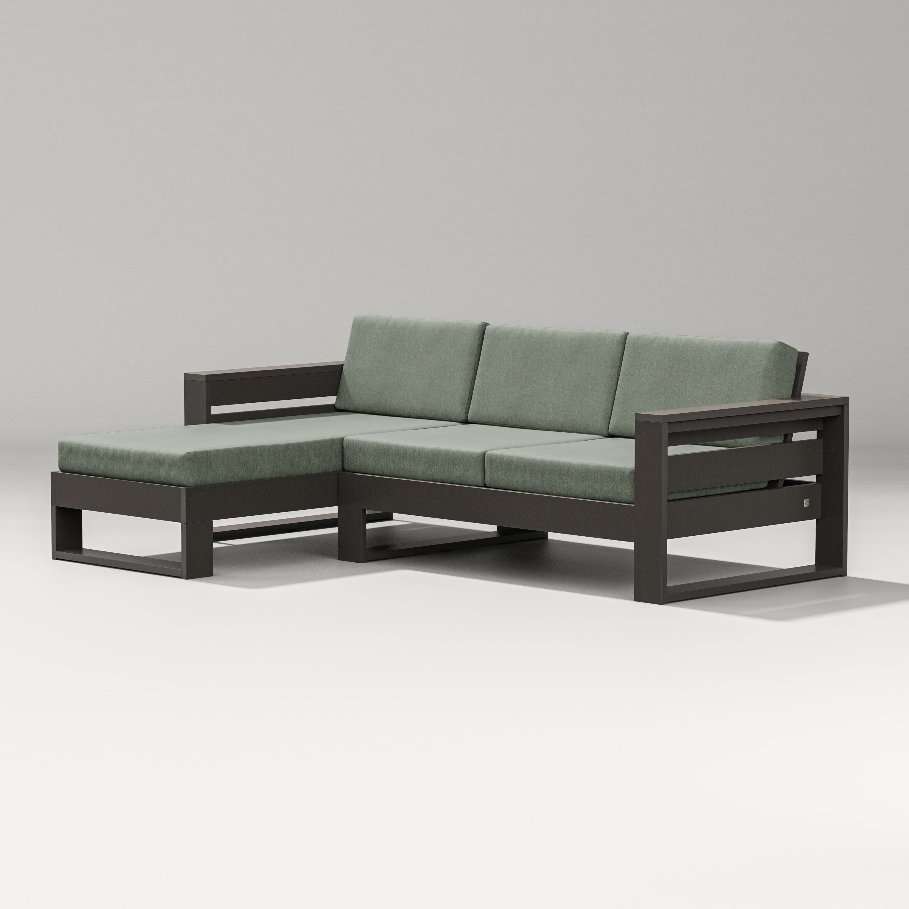 Latitude Left Chaise Sectional in Vintage Coffee / Cast Sage