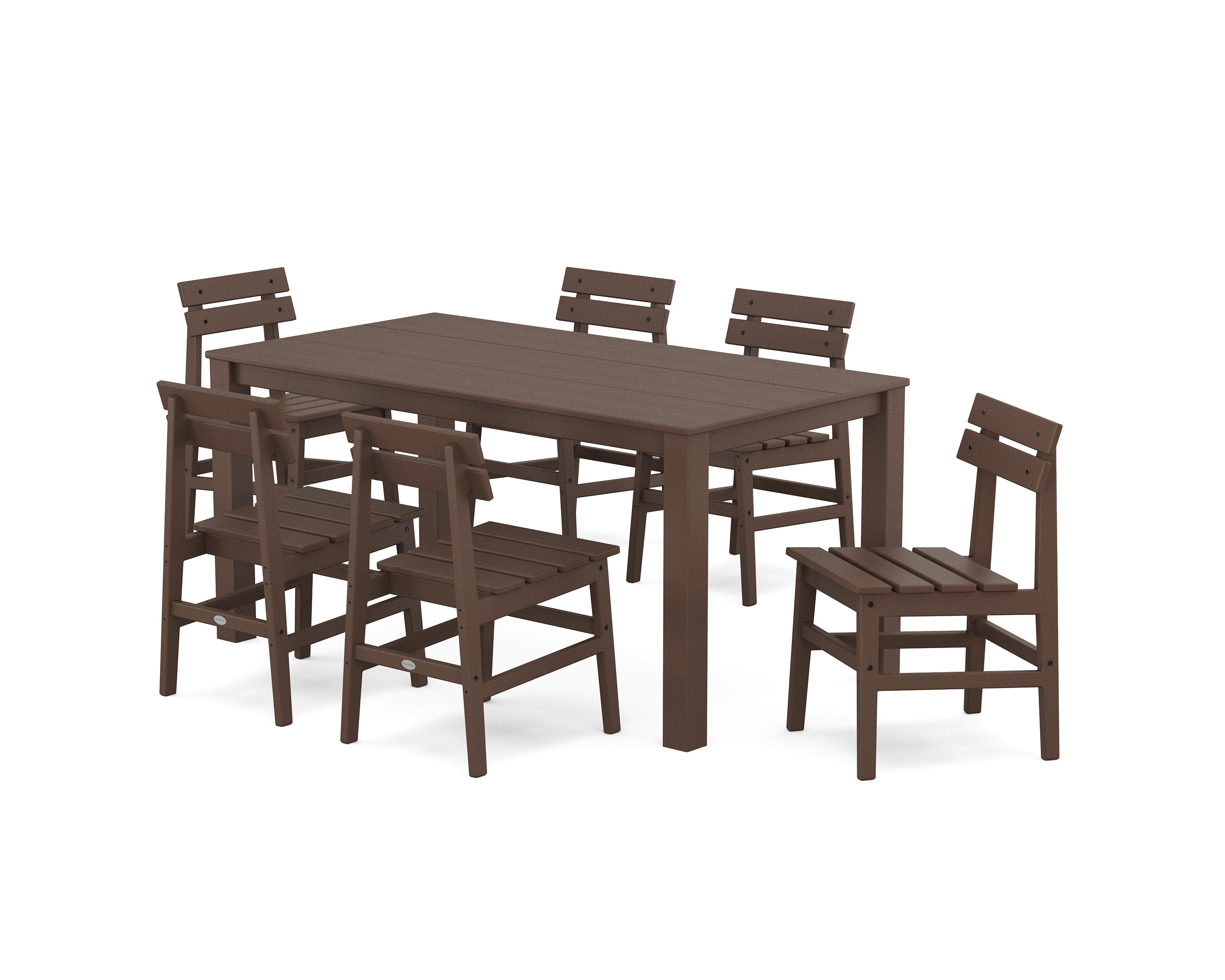 Modern Studio Plaza Chair 7-Piece Parsons Table Dining Set in Mahogany
