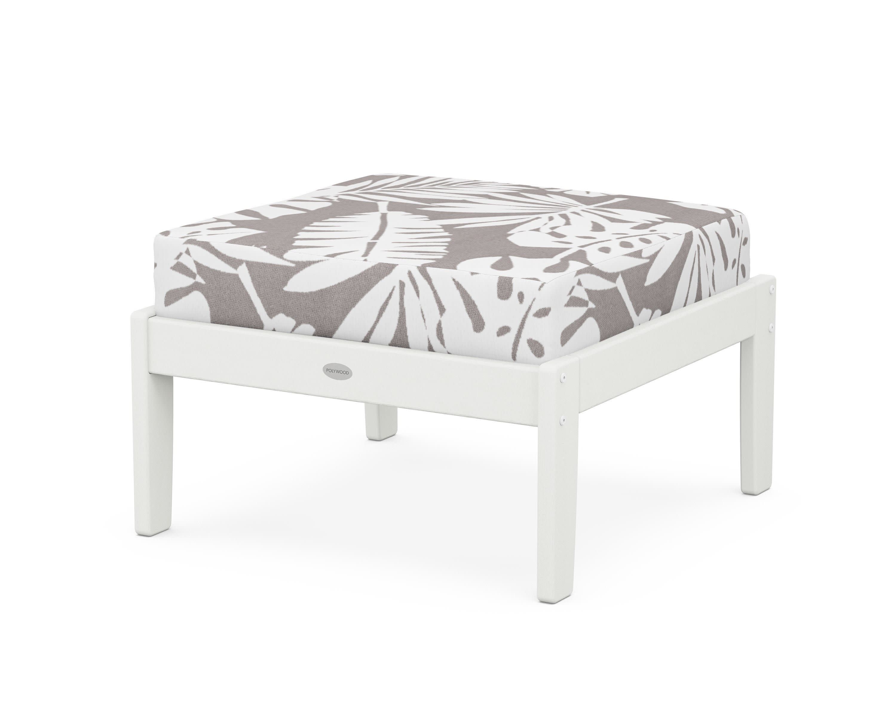 Braxton Deep Seating Ottoman in Vintage White / Leaf Grey Mist