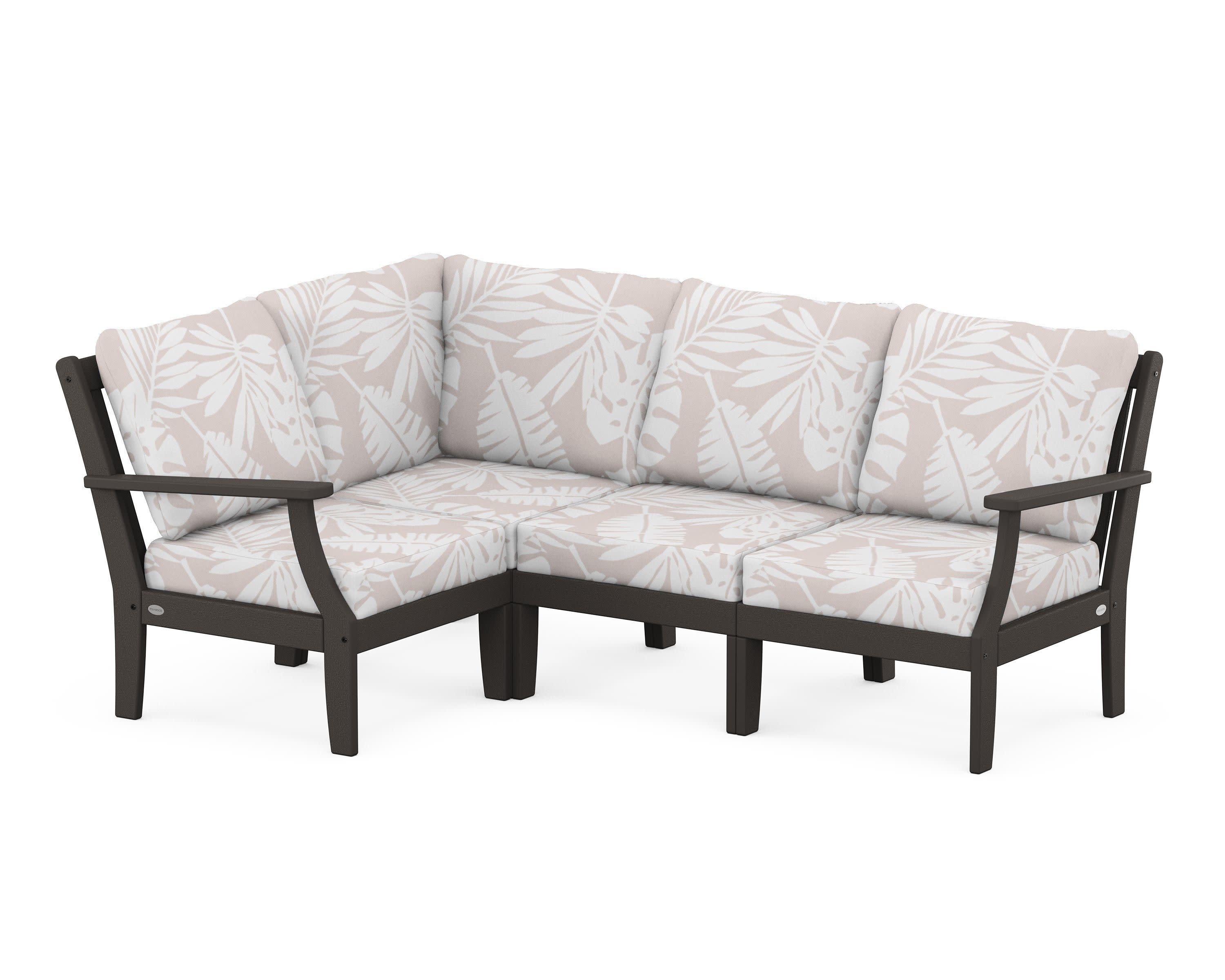 Braxton Modular 4-Piece Deep Seating Set in Vintage Coffee / Leaf Dune Burlap