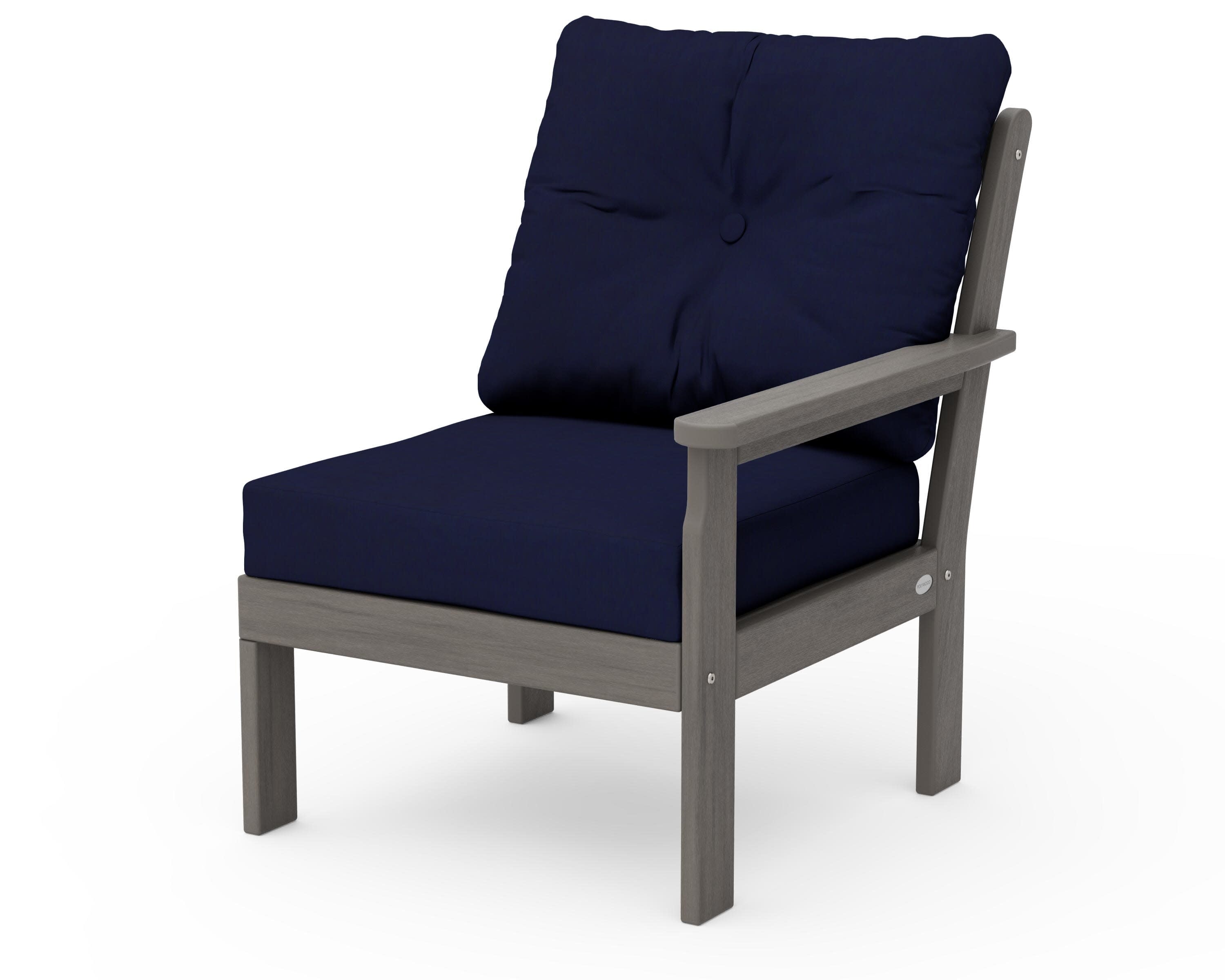 Vineyard Modular Right Arm Chair in Driftwood / Navy