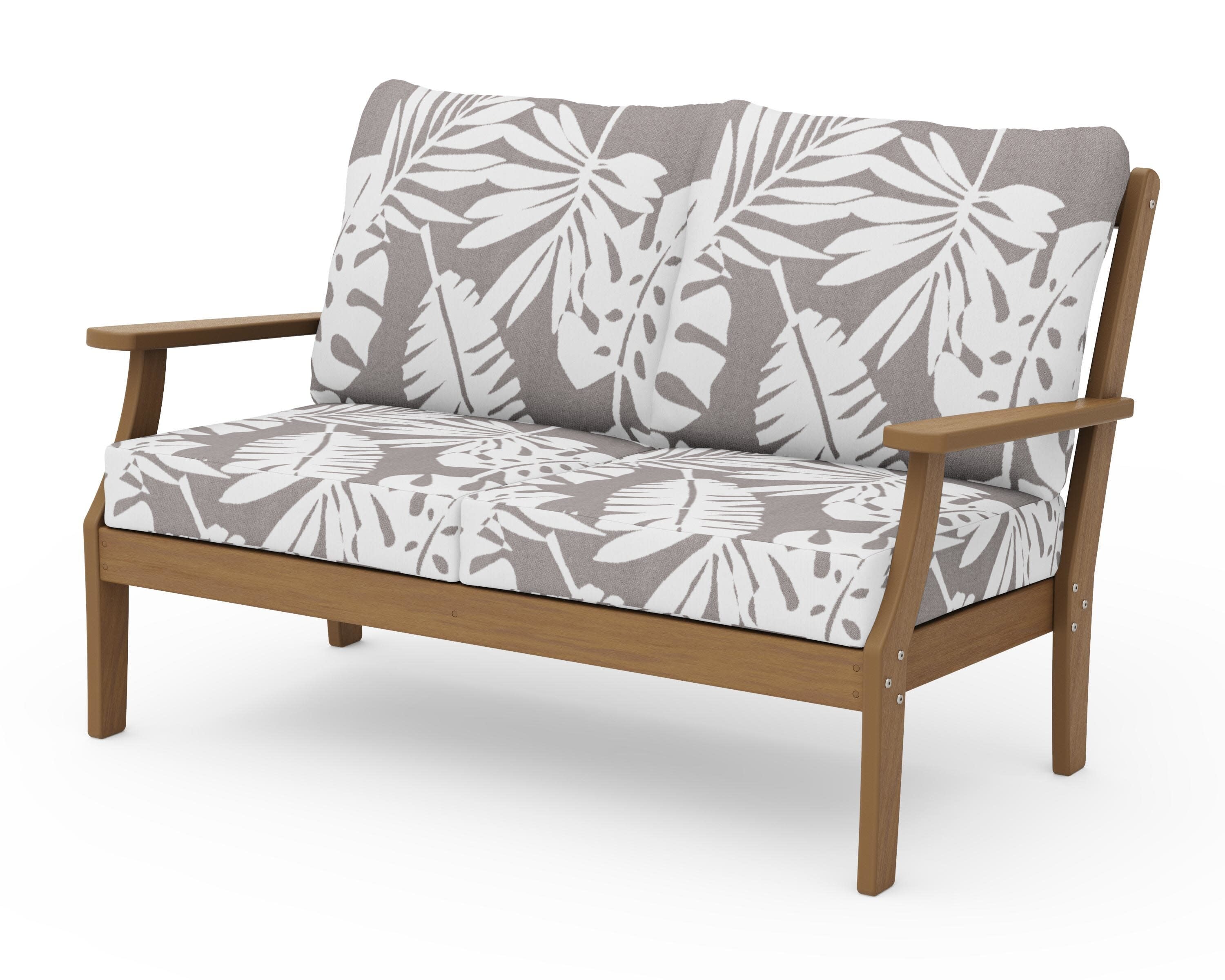 Braxton Deep Seating Loveseat in Natural / Leaf Grey Mist