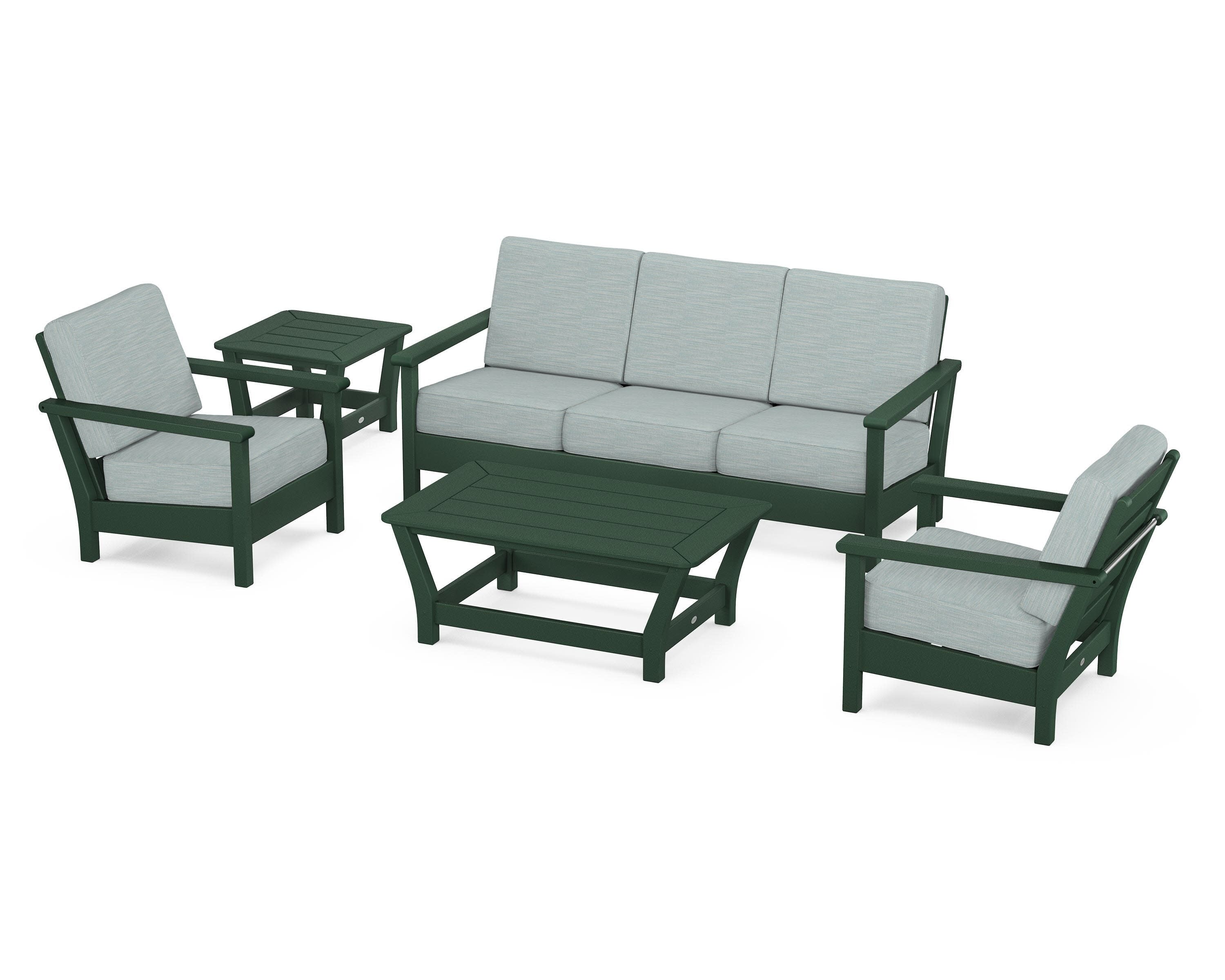 Harbour 5-Piece Deep Seating Set in Green / Soothe Mist