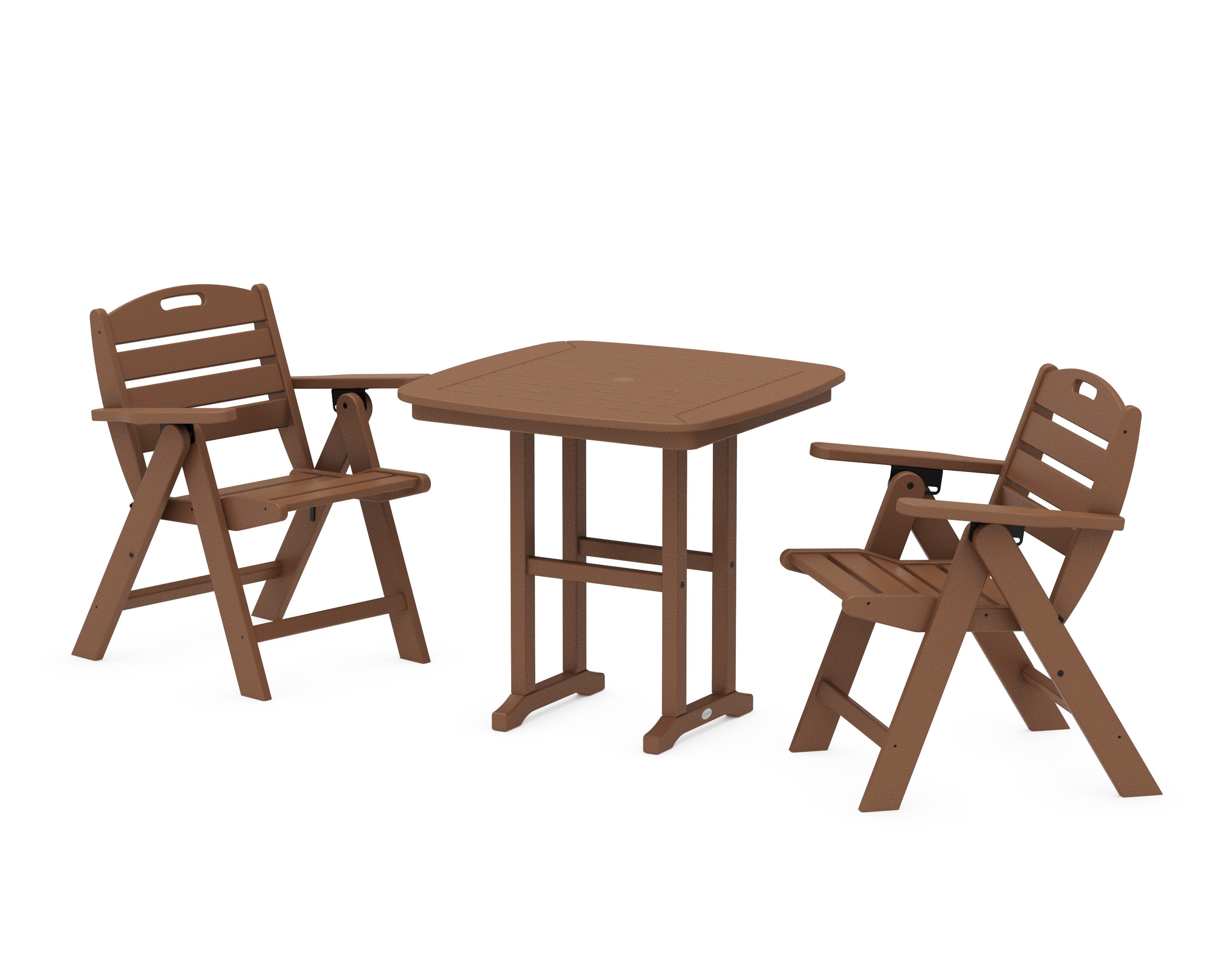 Nautical Folding Lowback Chair 3-Piece Dining Set in Teak