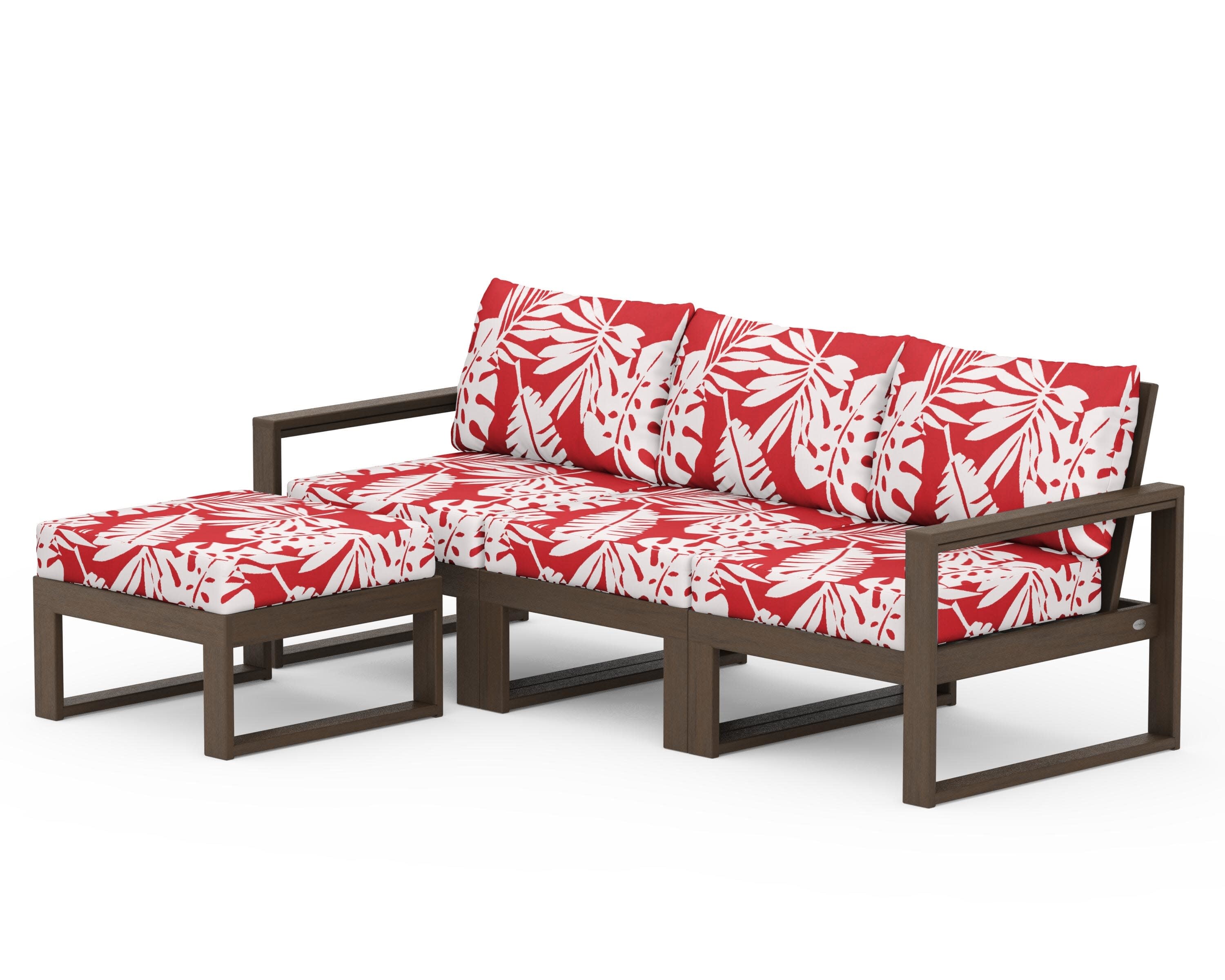 EDGE 4-Piece Modular Deep Seating Set with Ottoman in Kona / Leaf Crimson