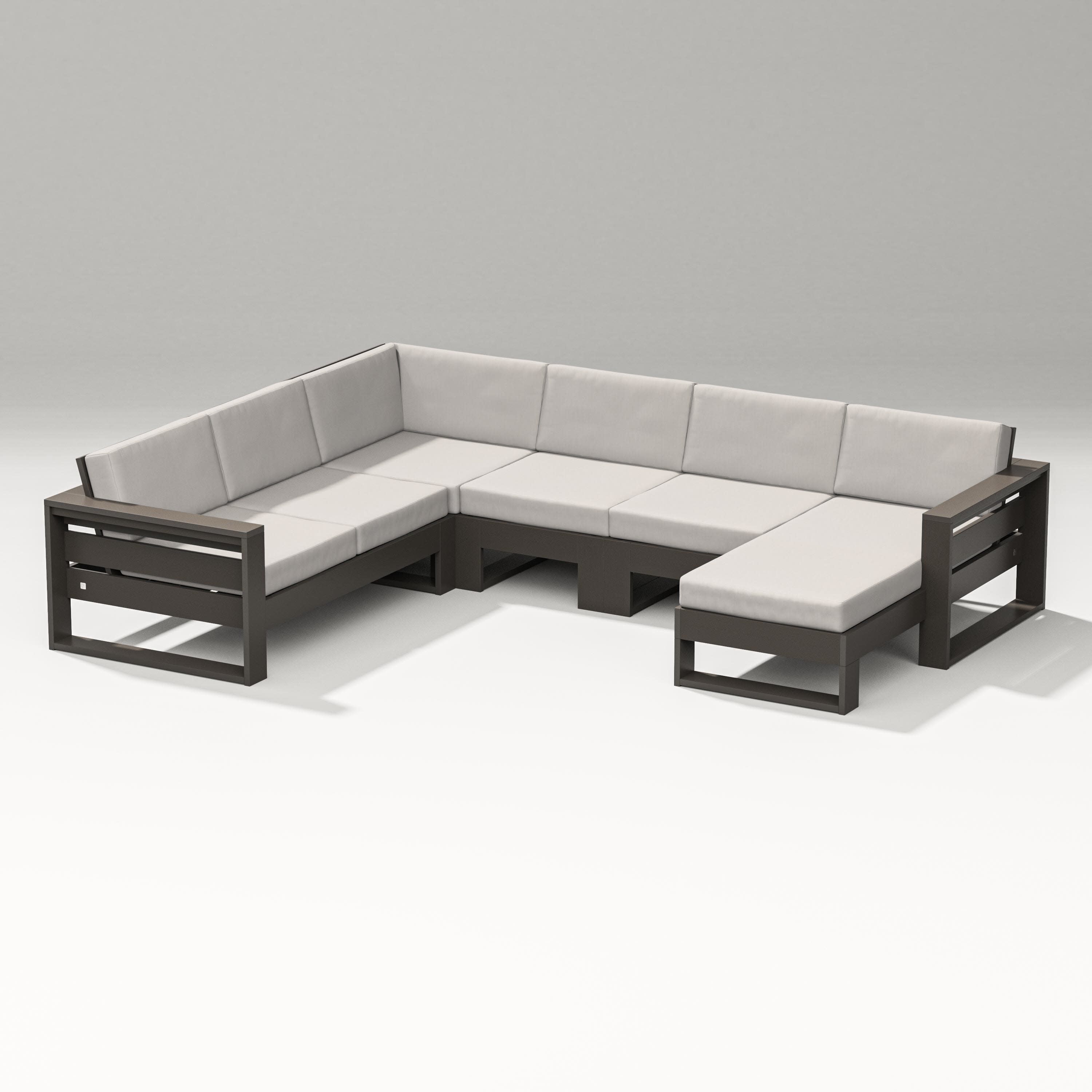 Latitude Corner Sectional with Right Chaise in Vintage Coffee / Cast Ash