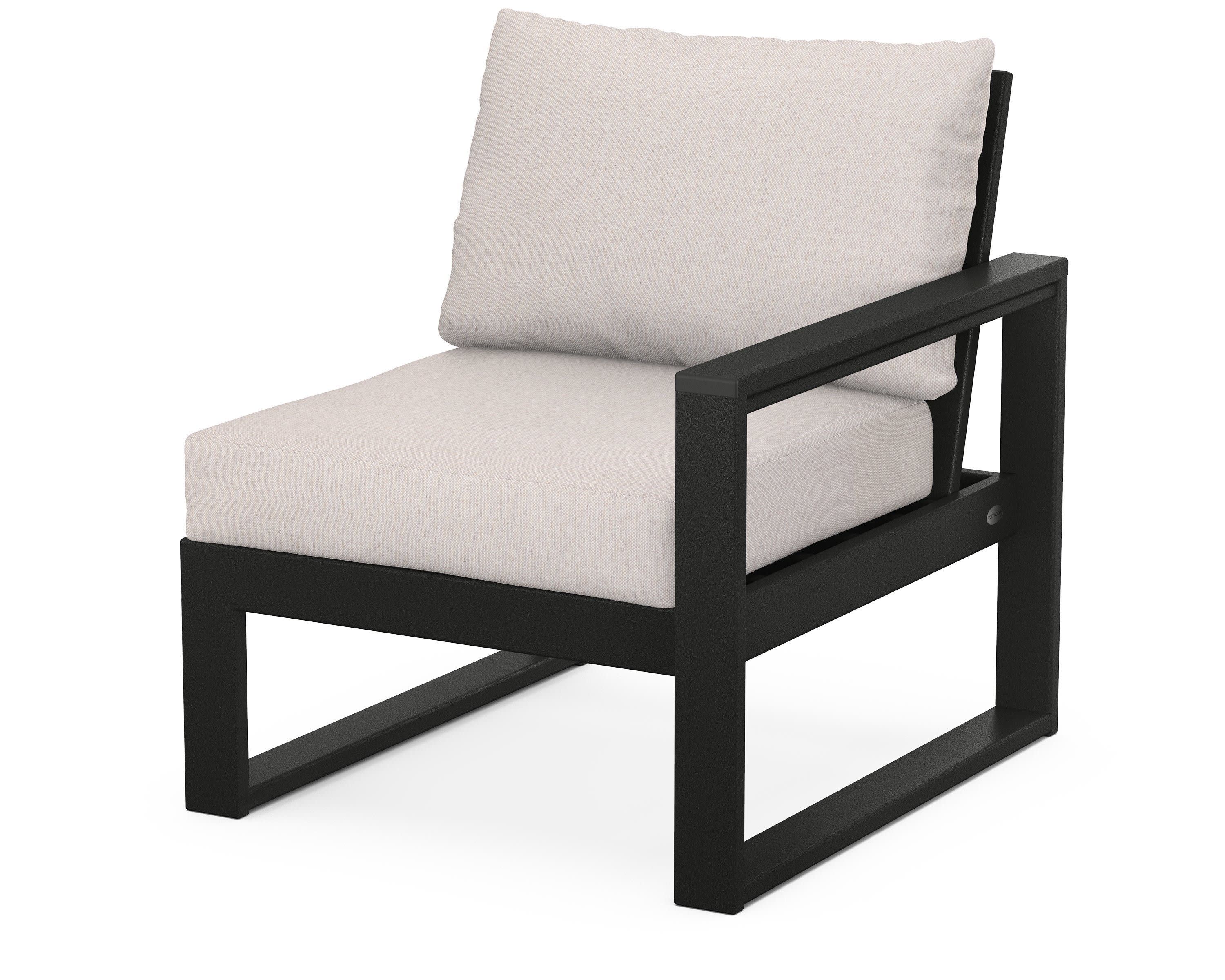EDGE Modular Right Arm Chair in Black / Dune Burlap