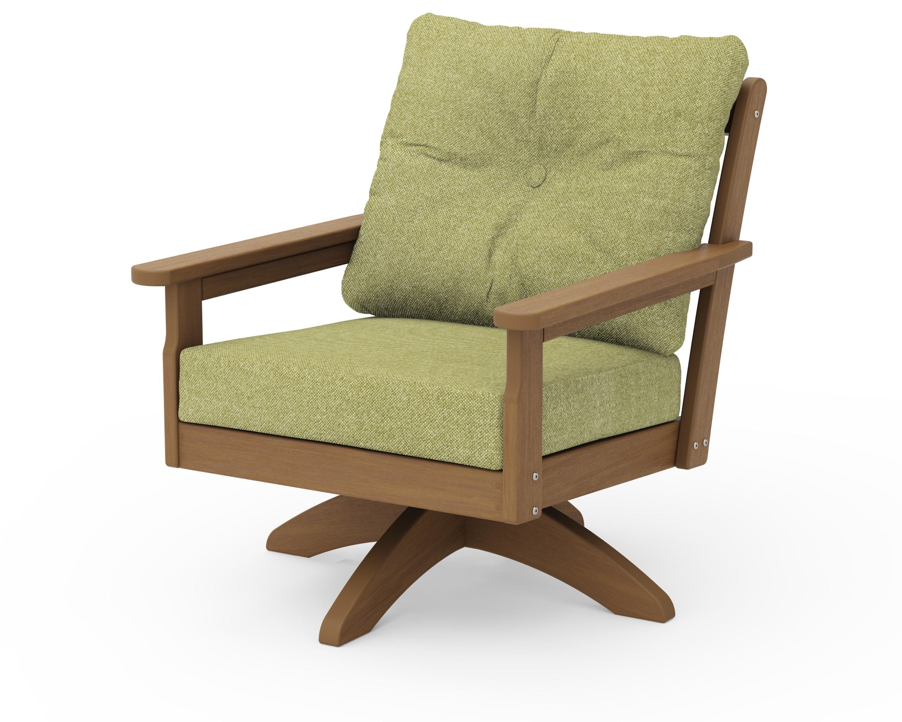 Vineyard Deep Seating Swivel Chair in Natural / Chartreuse Boucle